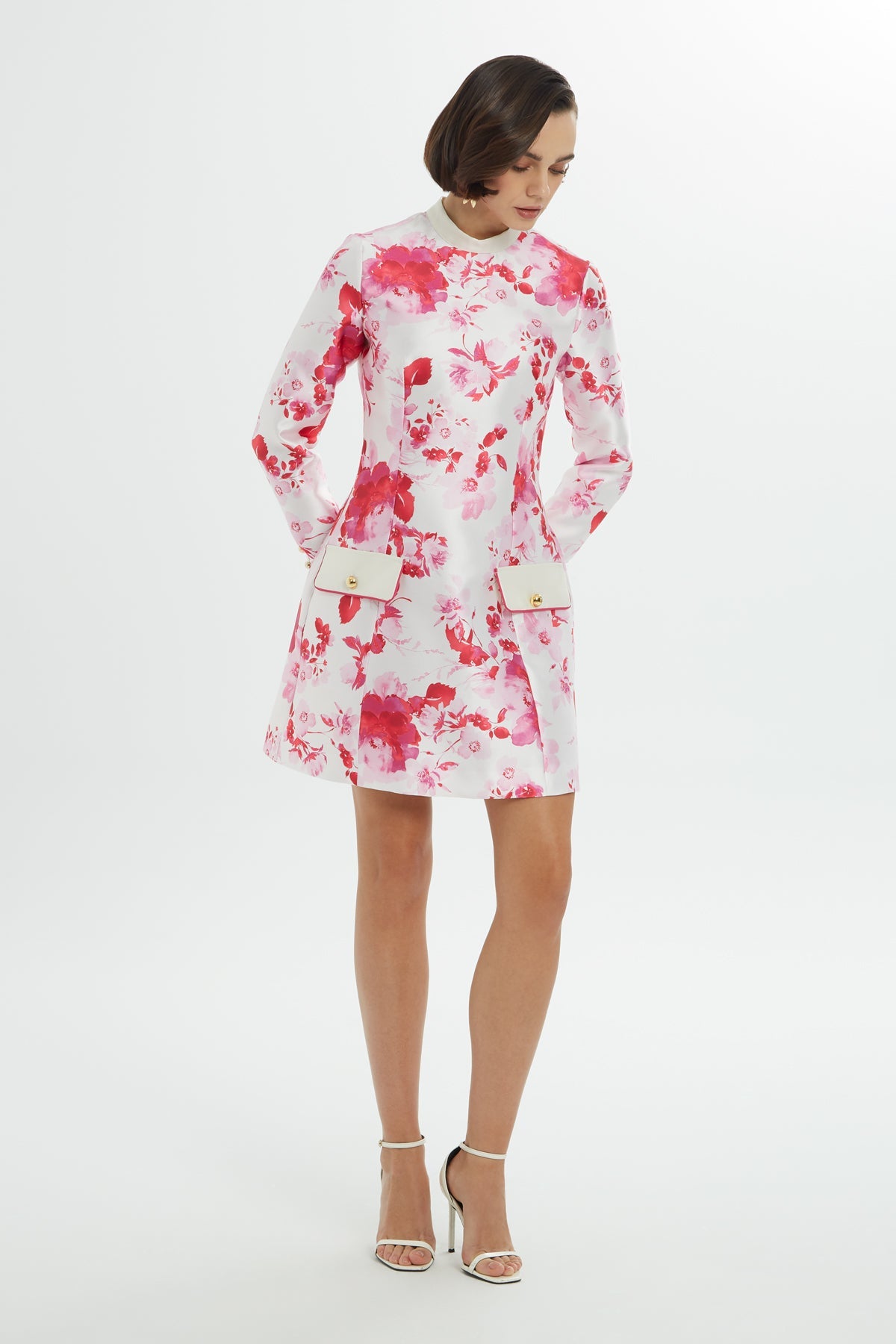 Printed High-Neck Mini Dress