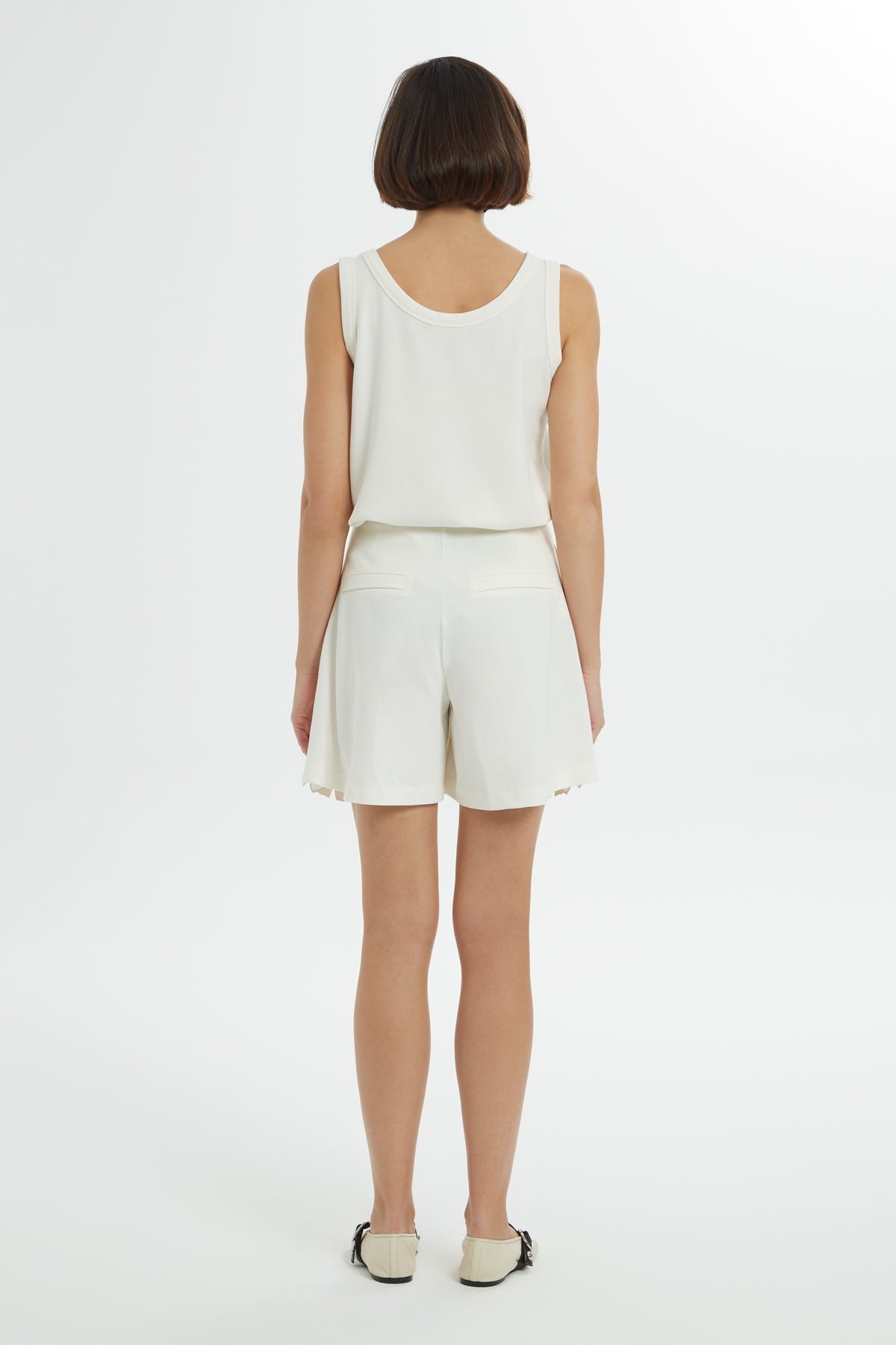 Ecru T-Shirt with Patterned Hem