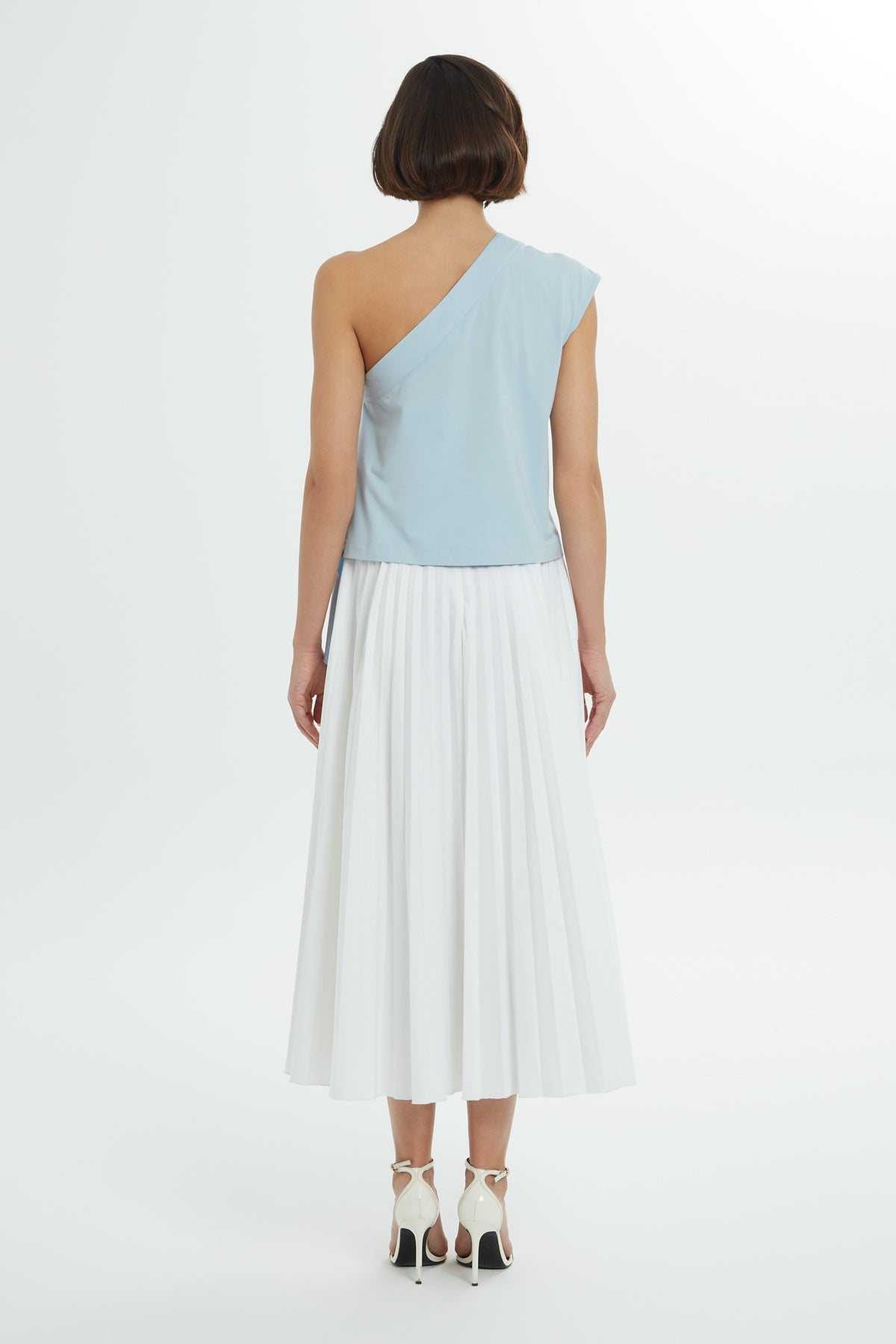 Blue Stone Accent One-Shoulder Blouse