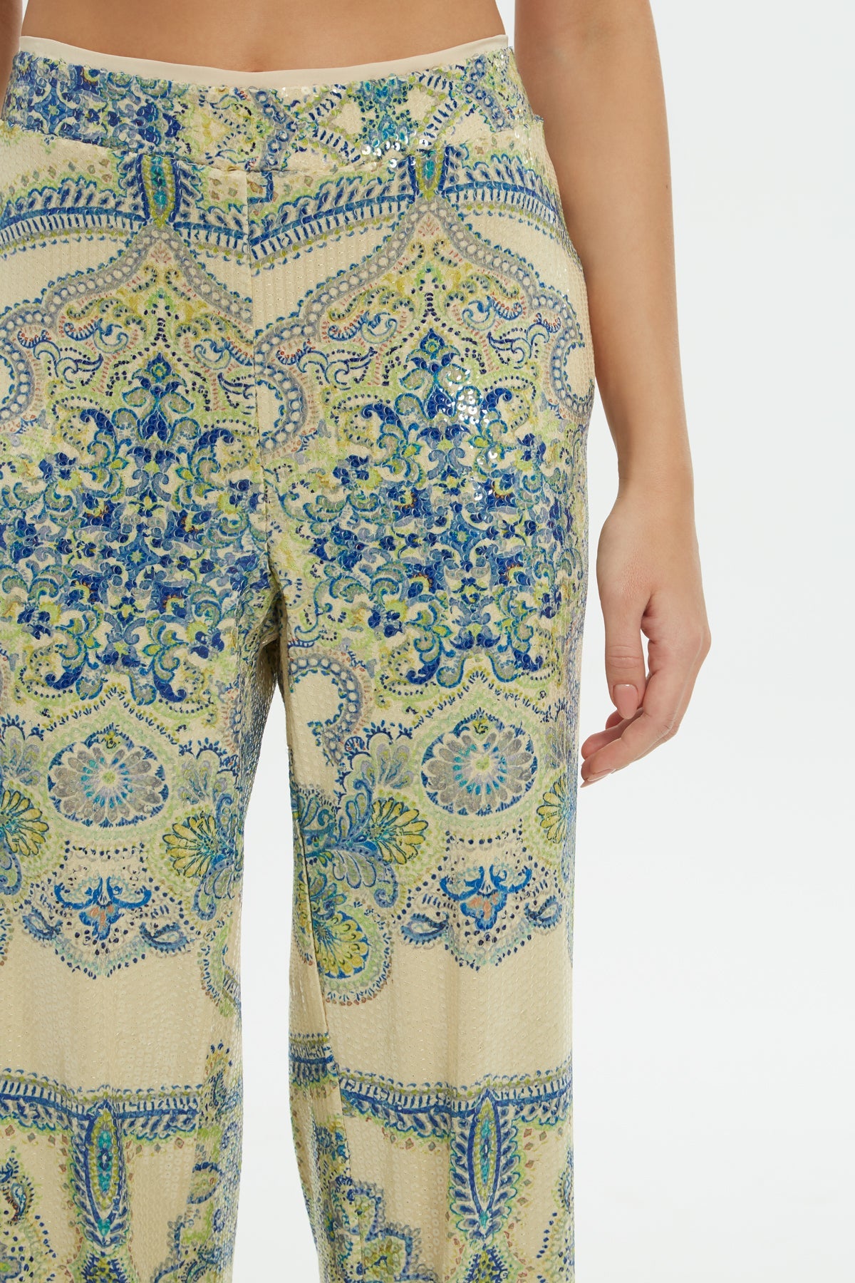 Printed Sequin Pants
