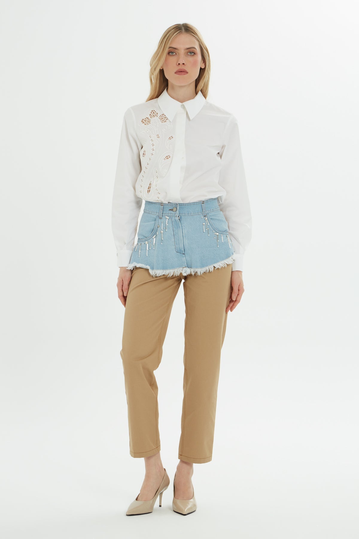 Blue Pants with Two-Tone Detail