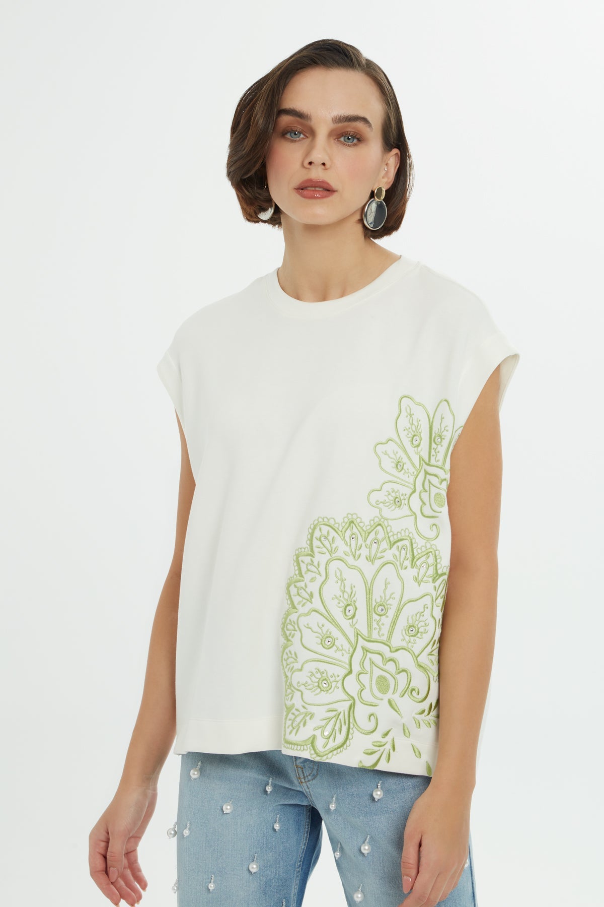 Ecru Stone-Print T-Shirt