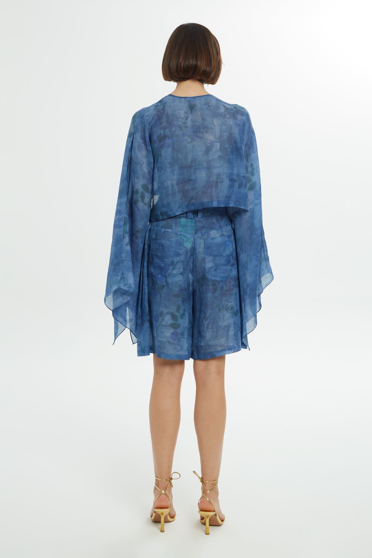 Blue Wide Sleeve Blouse