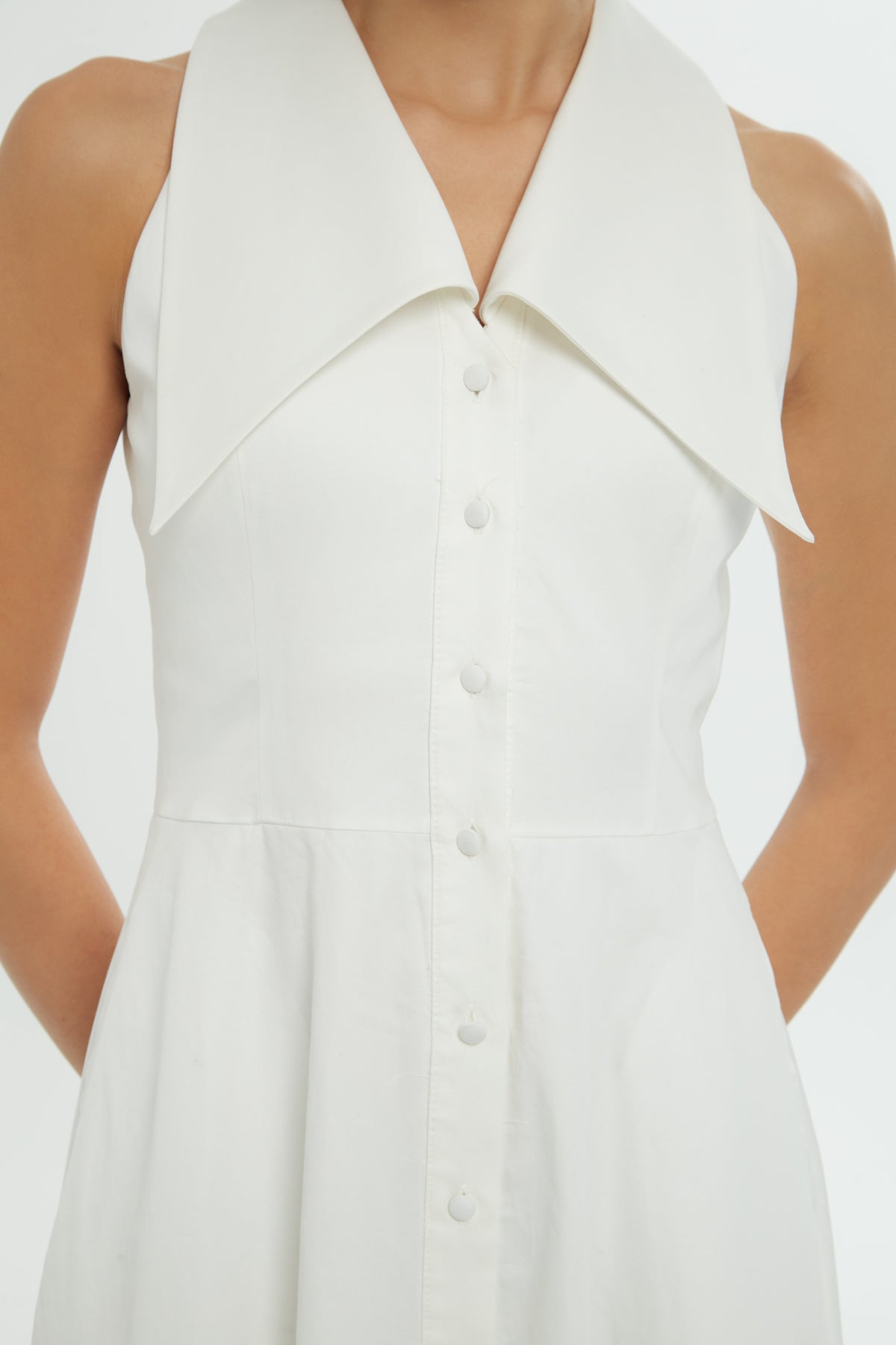 Ecru Midi Dress with Waistband