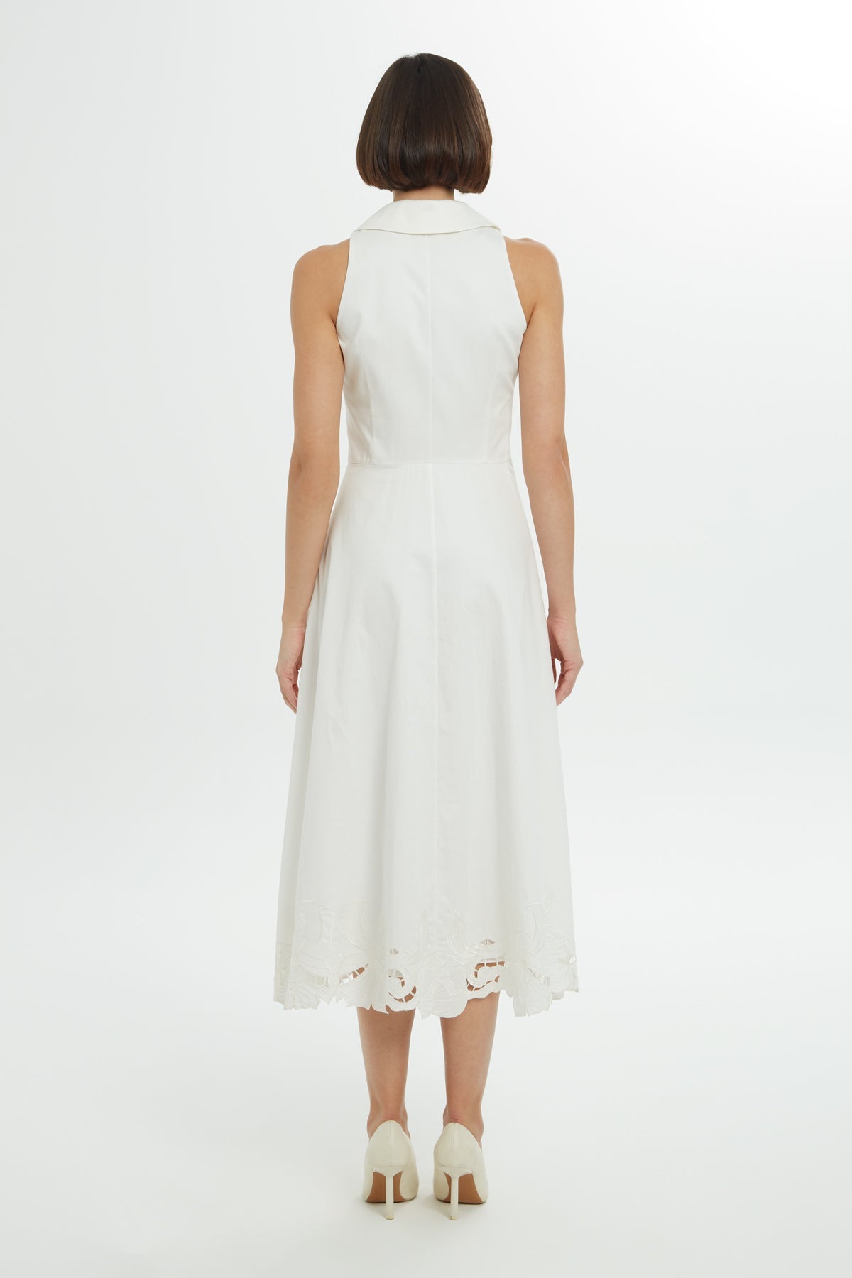 Ecru Midi Dress with Waistband