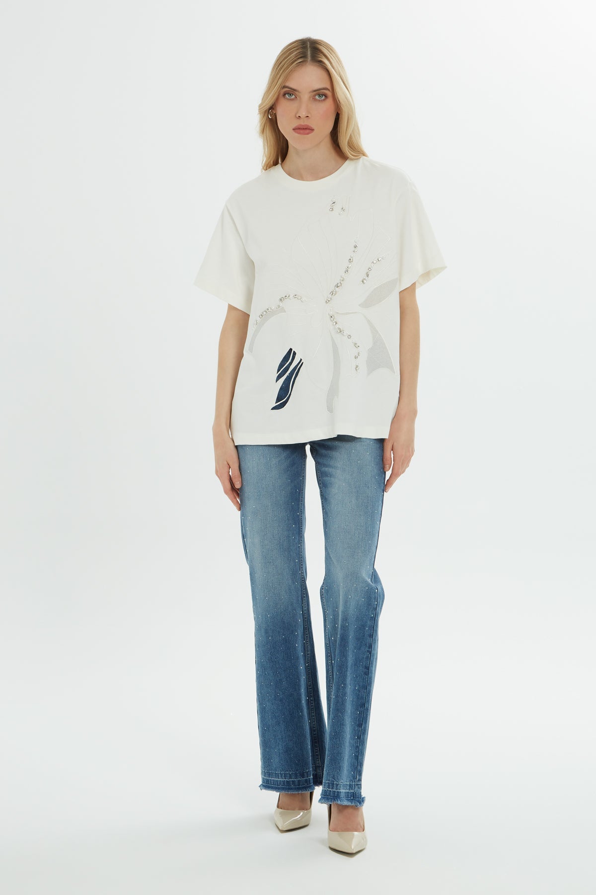 Ecru Embroidered T-Shirt