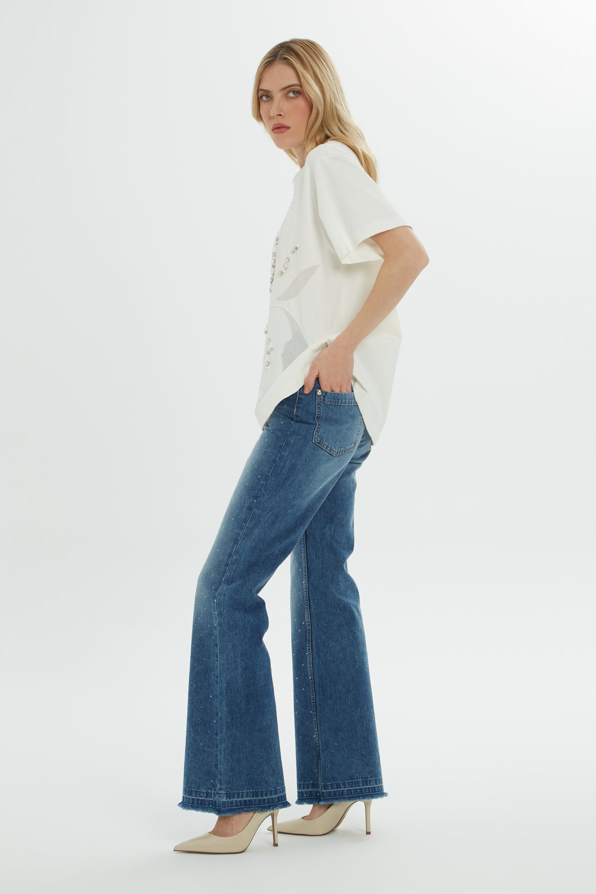 Ecru Embroidered T-Shirt