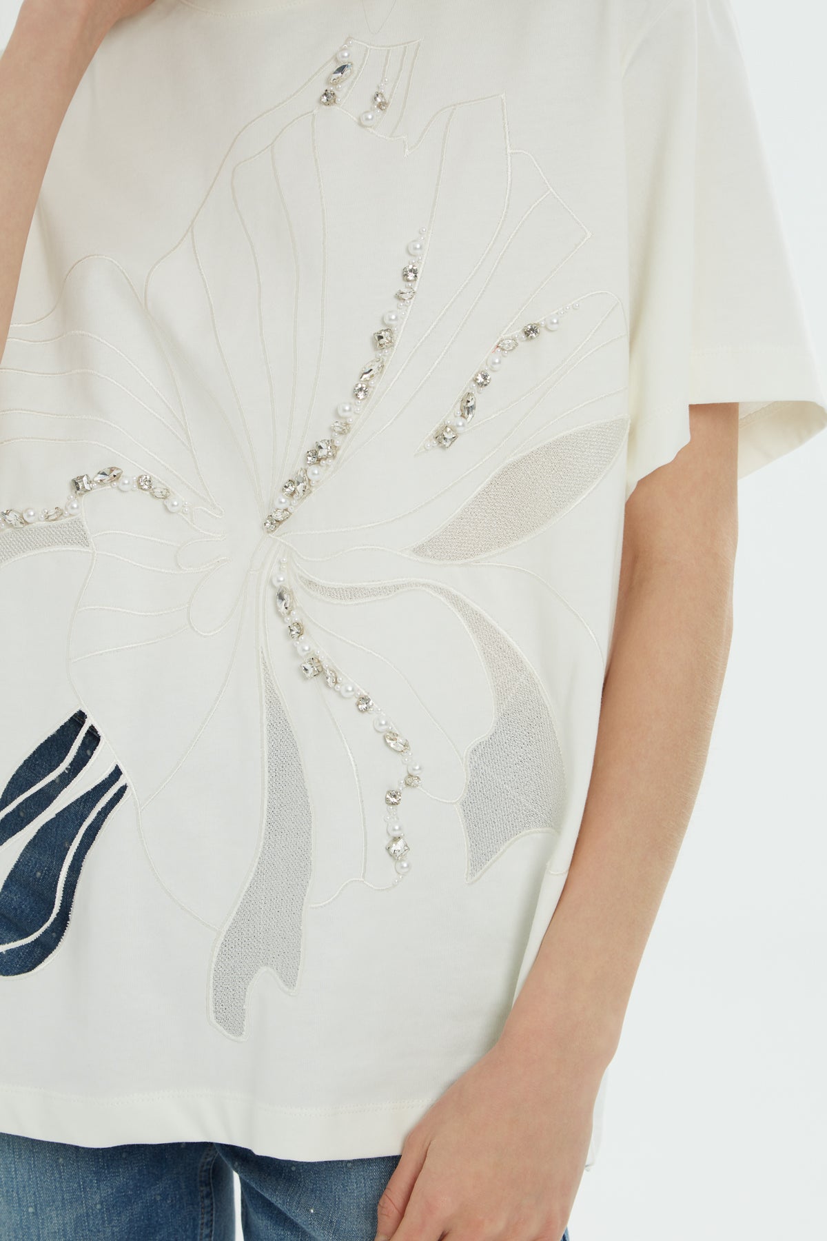 Ecru Embroidered T-Shirt