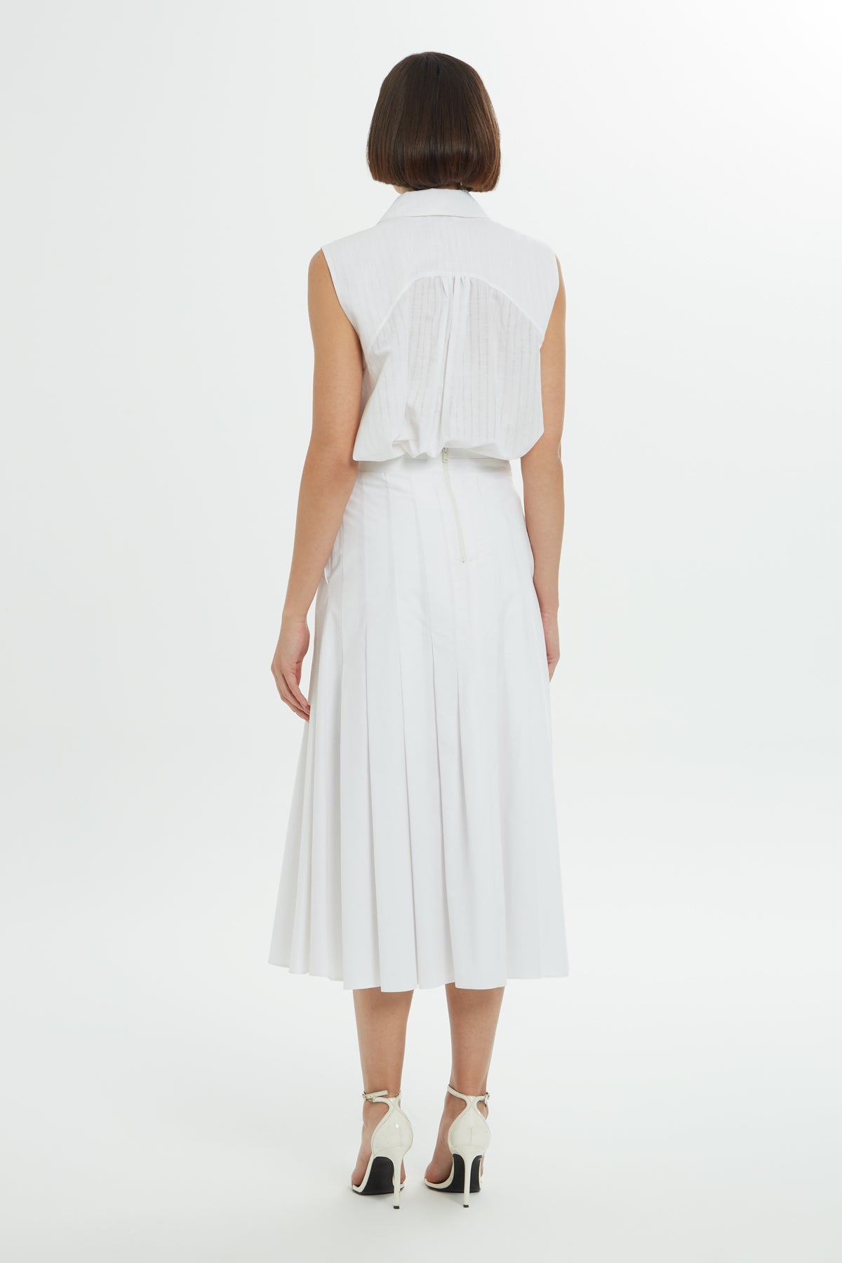 White Embroidered Midi Skirt