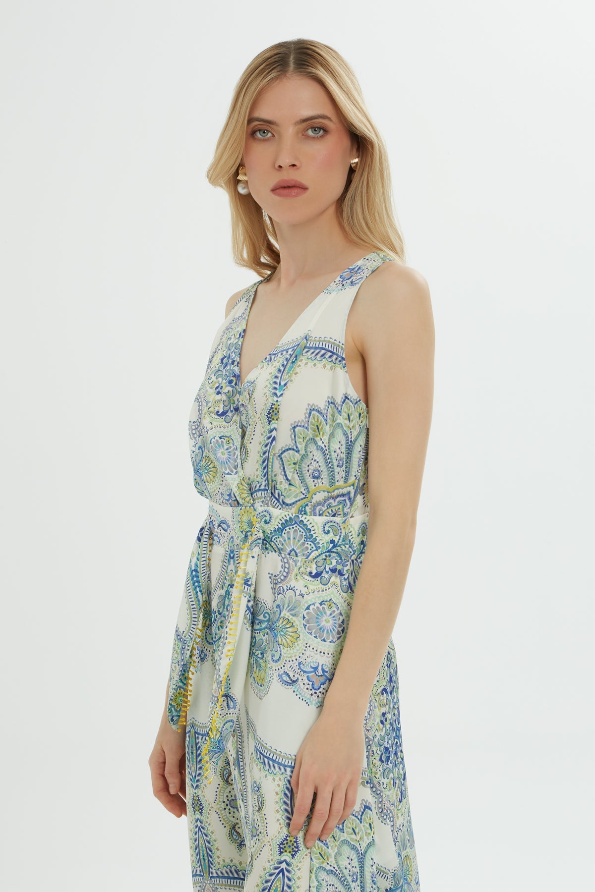 Printed Dress with Belted Detail