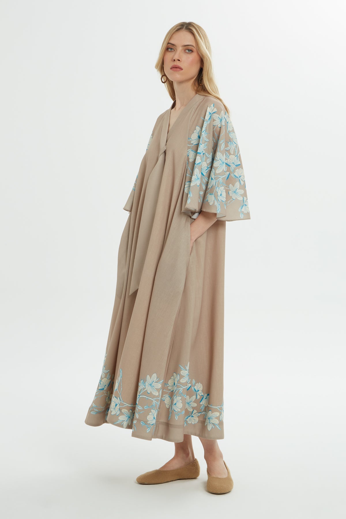 Printed V-Neck Maxi Dress