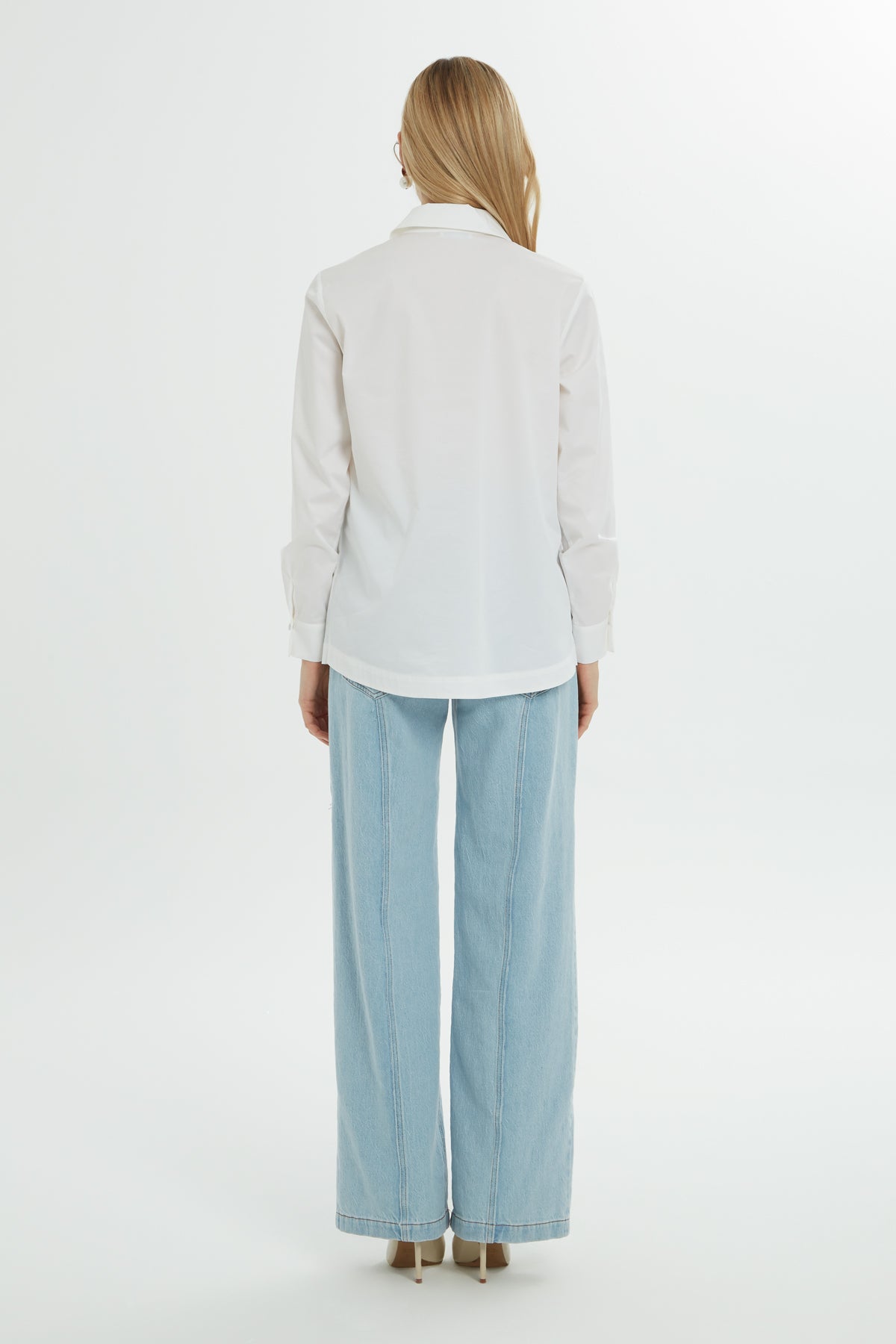 White Cutout Long-Sleeve Shirt