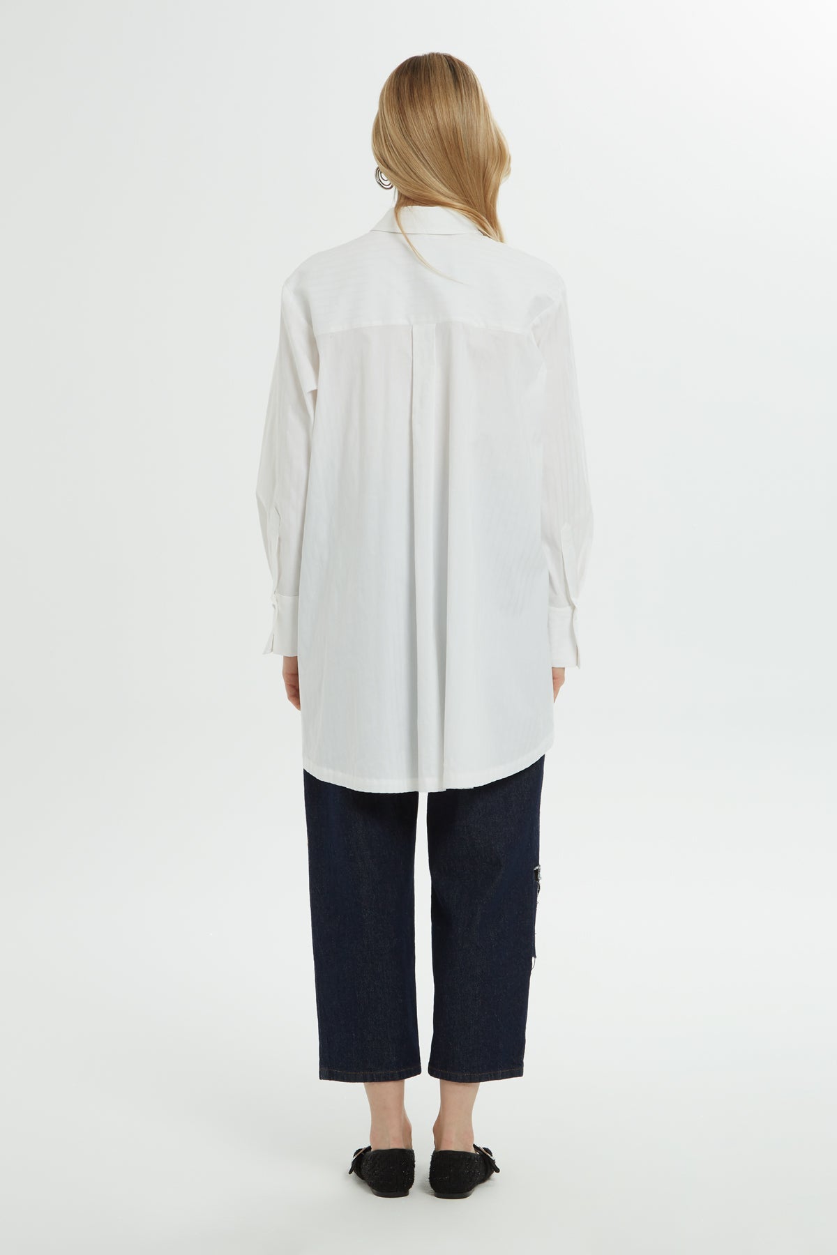 White Embroidered-Pocket Cotton Shirt