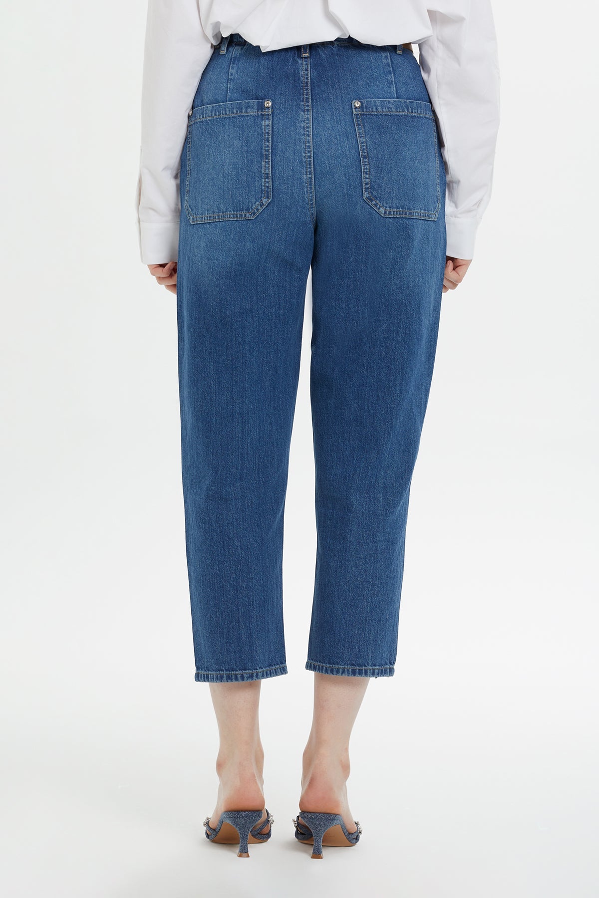 Faded Jacron Detailed Mom Jeans