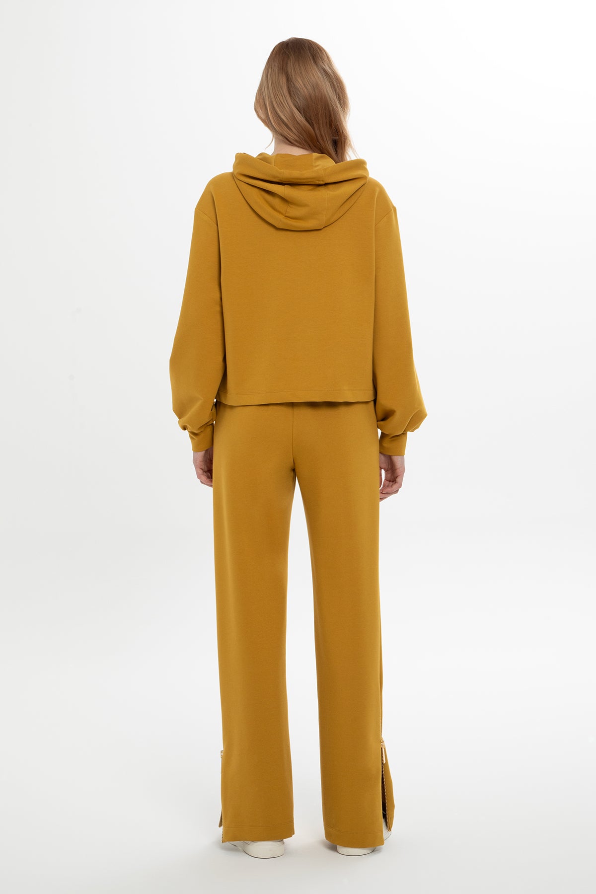 Yellow Hooded Cargo-Pocket Tracksuit