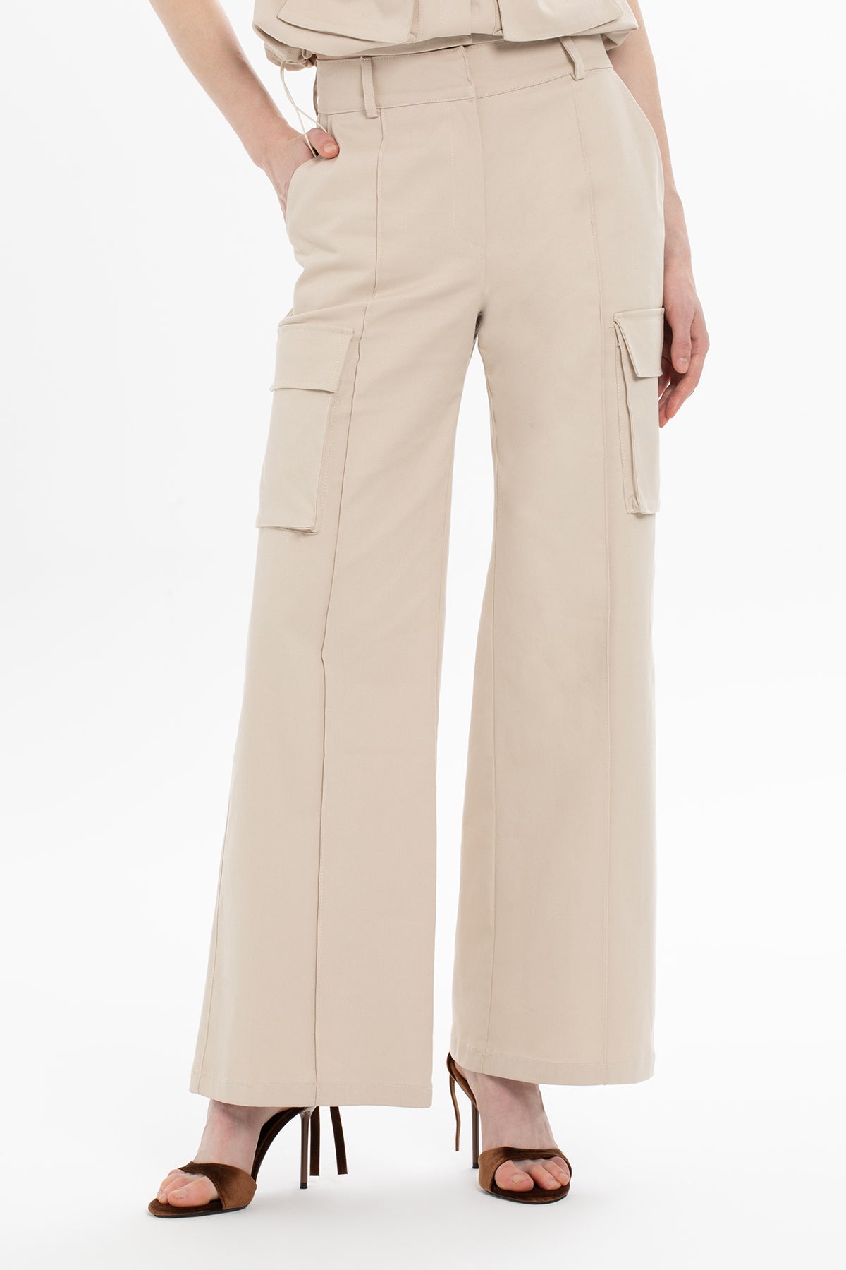 Beige Cargo Pants with Pockets