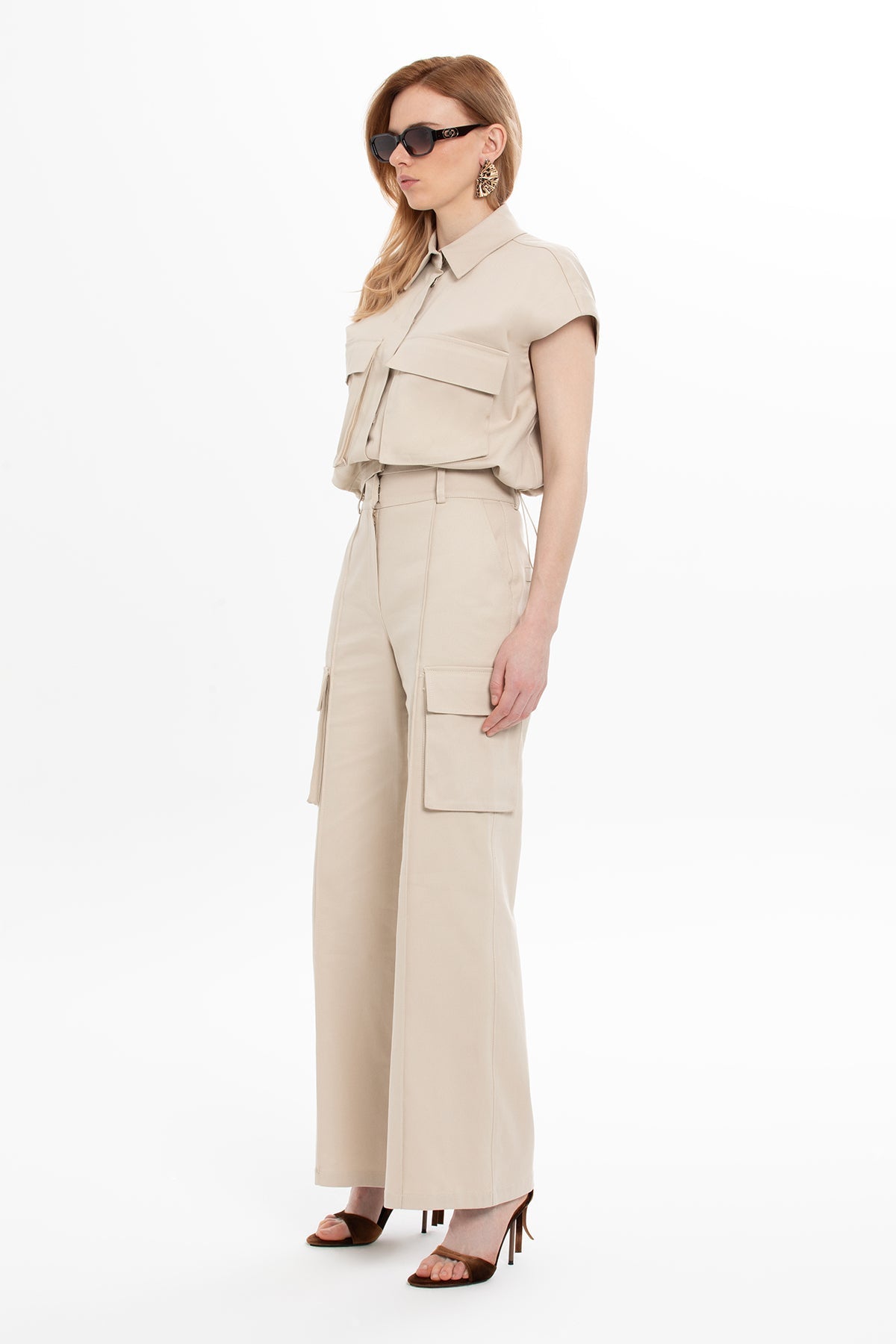 Beige Cargo Pants with Pockets