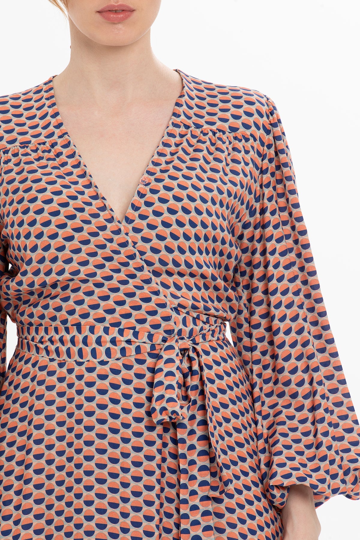 Printed Side-Tie Midi Dress