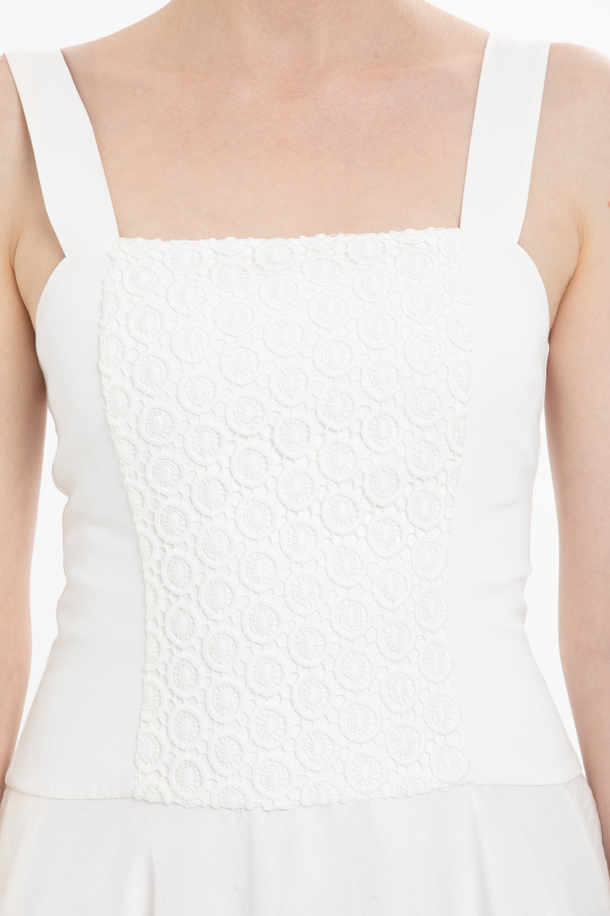 Ecru Thick-Strapped Midi Dress