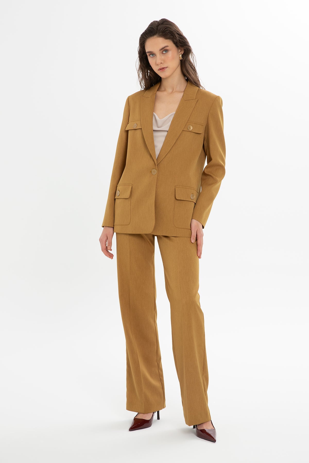 Brown Double-Breasted Suit with Trousers