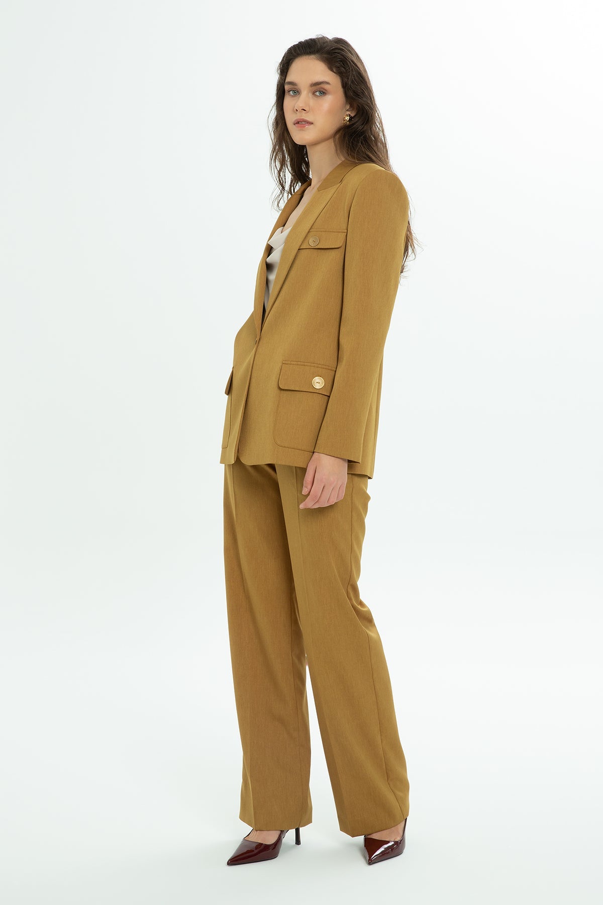 Brown Double-Breasted Suit with Trousers