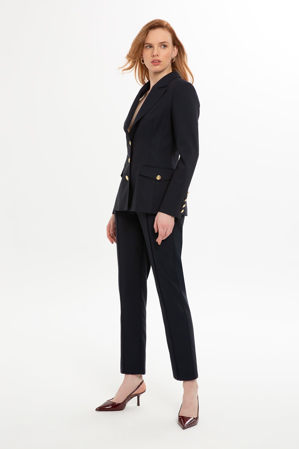 Set with Slit Jacket  Tape Pants