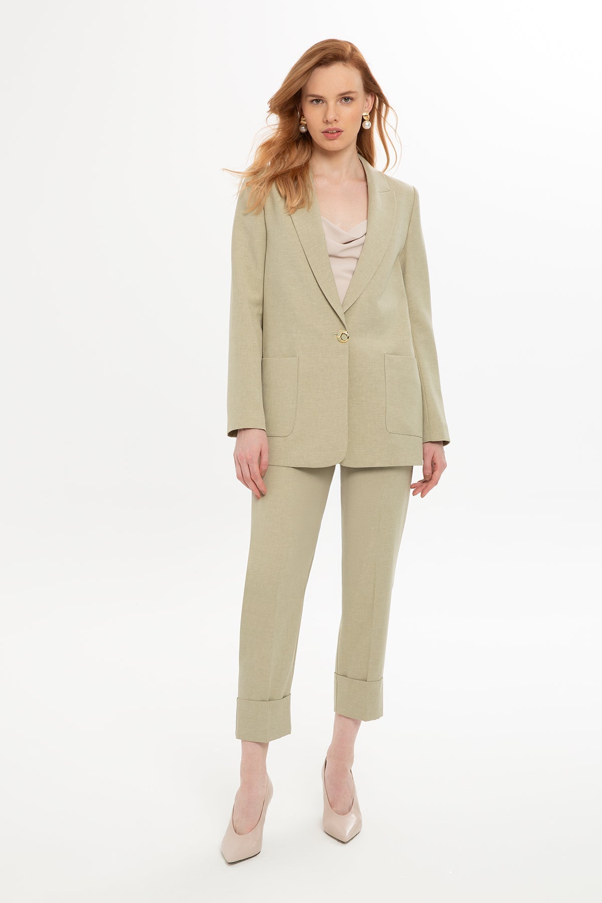 Green Suit with Double-Leg Trousers