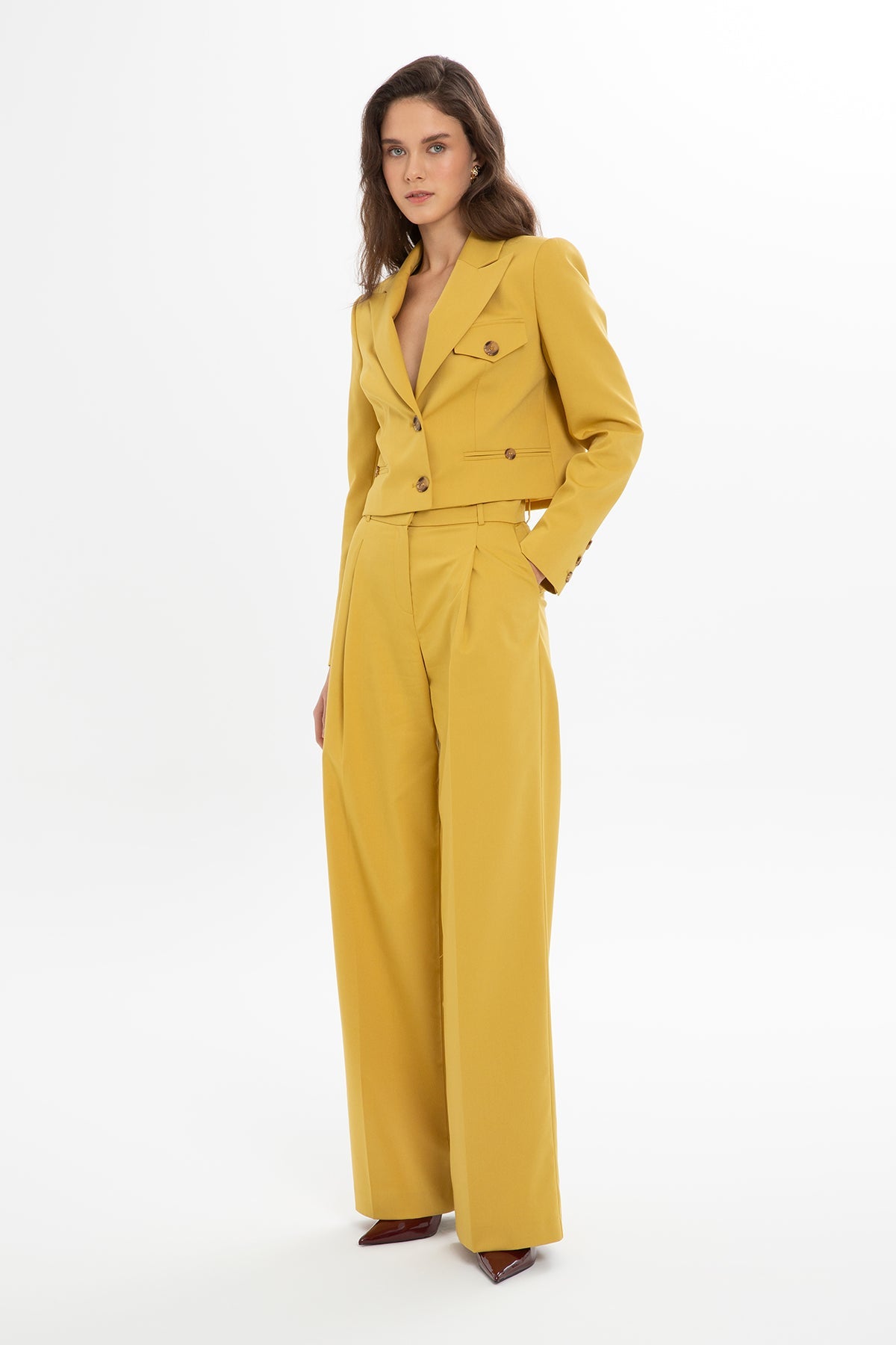 Yellow Suit with Cropped Jacket