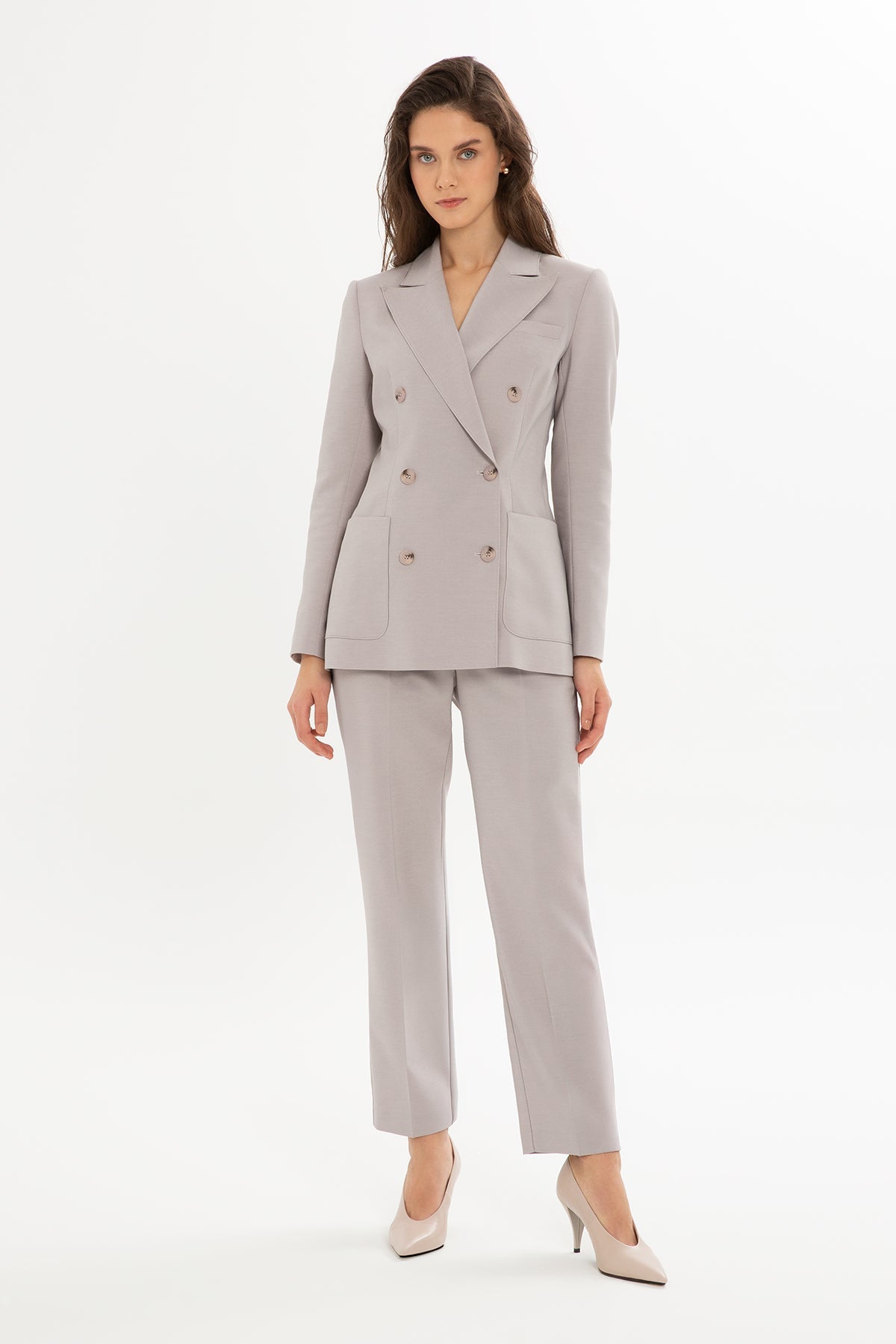 Grey Suit with Straight-Leg Trousers