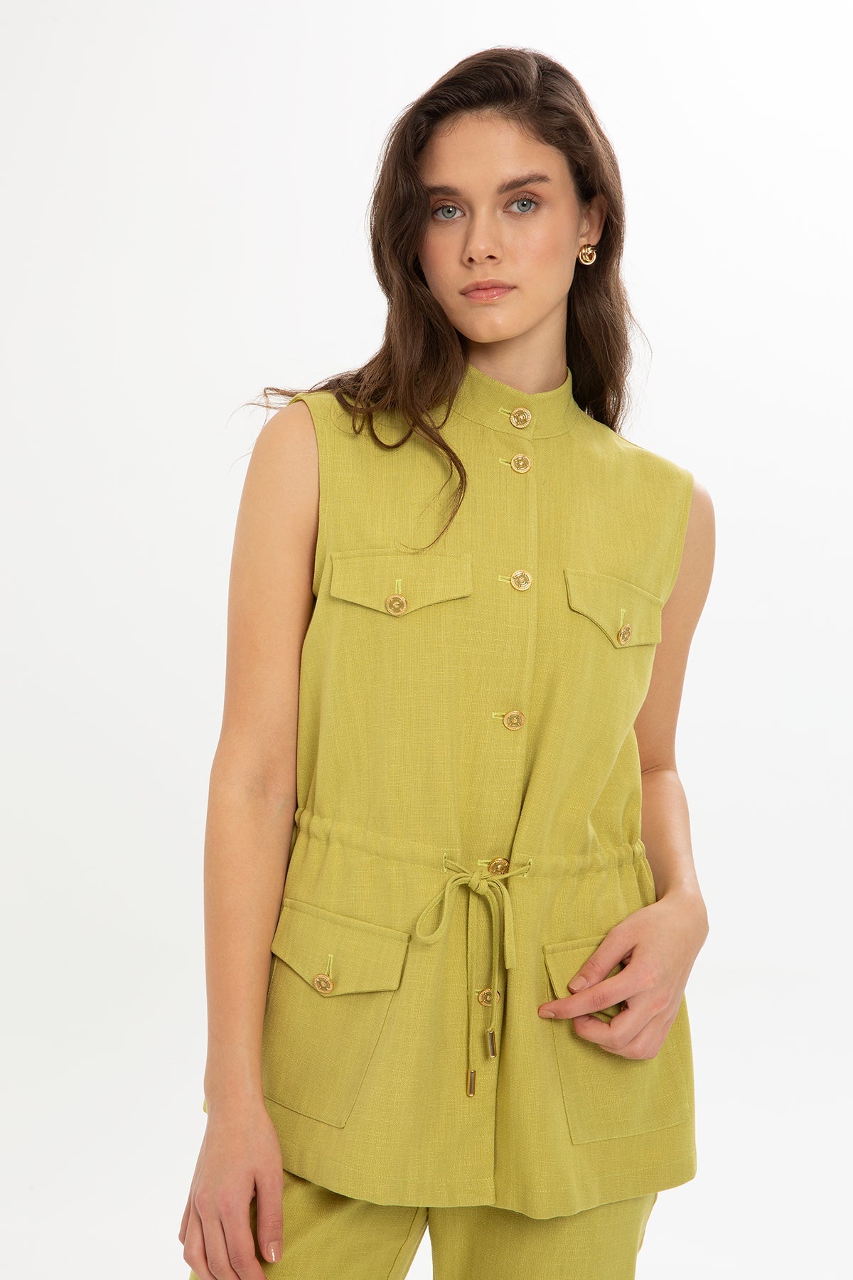 Green Set with Drawstring Vest