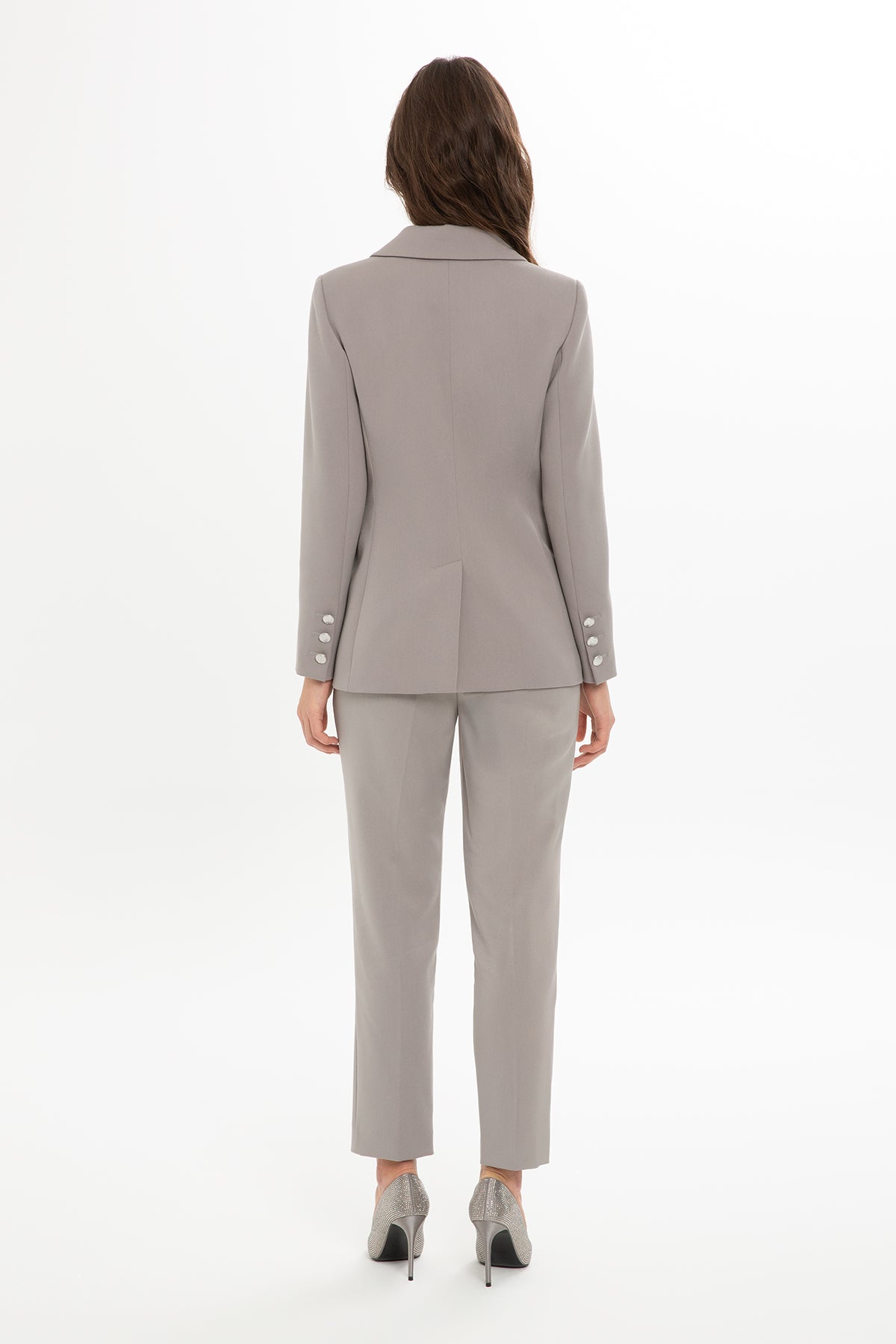 Grey Suit with Carrot-Leg Trousers
