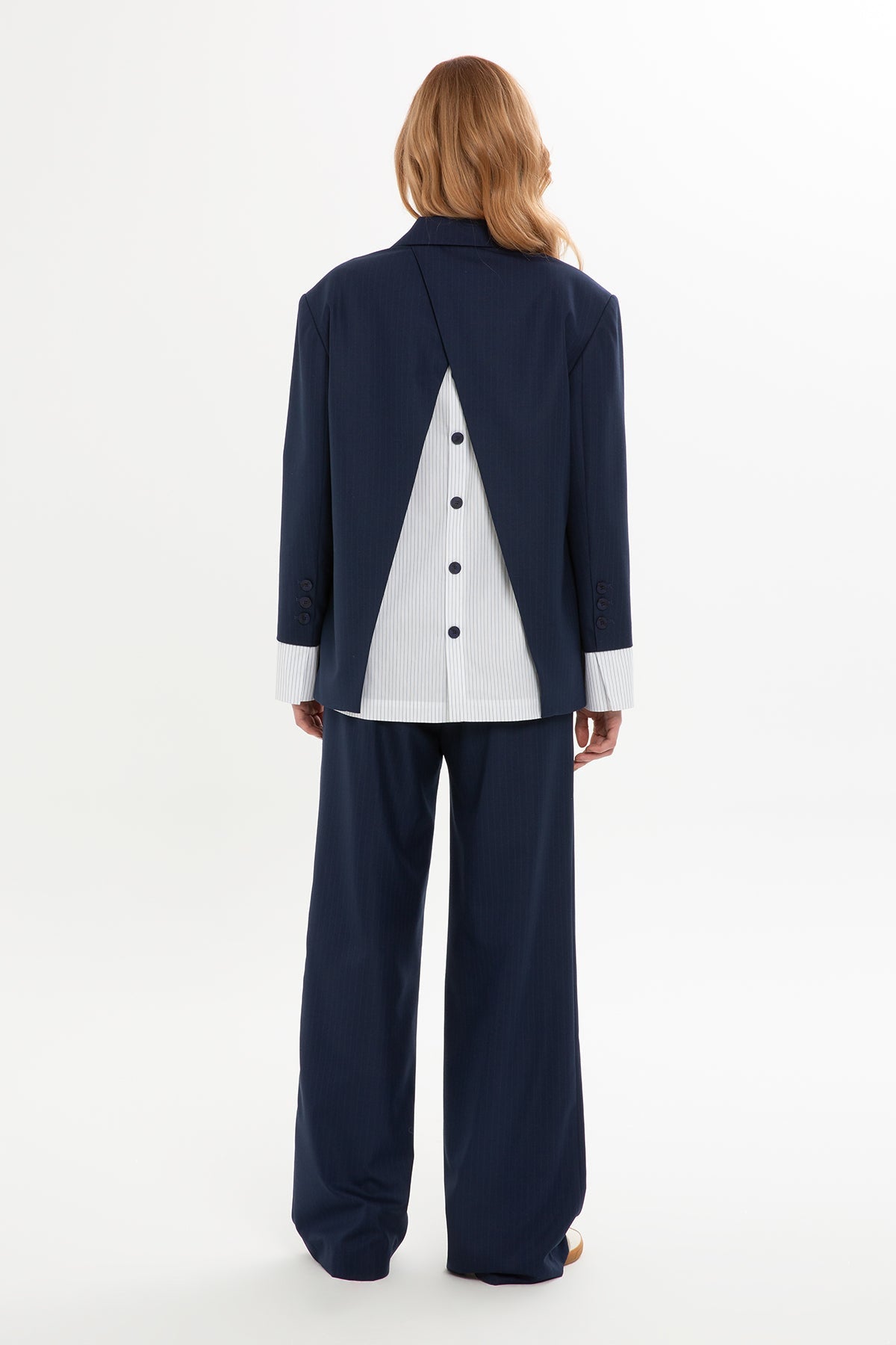 Navy Suit with Shirt-Detail Jacket