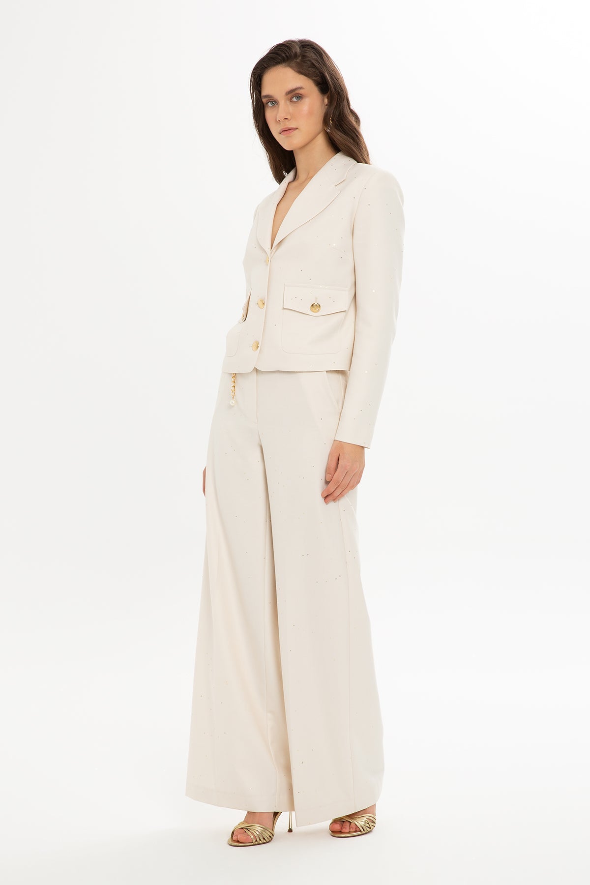 Ecru Suit with Short Jacket