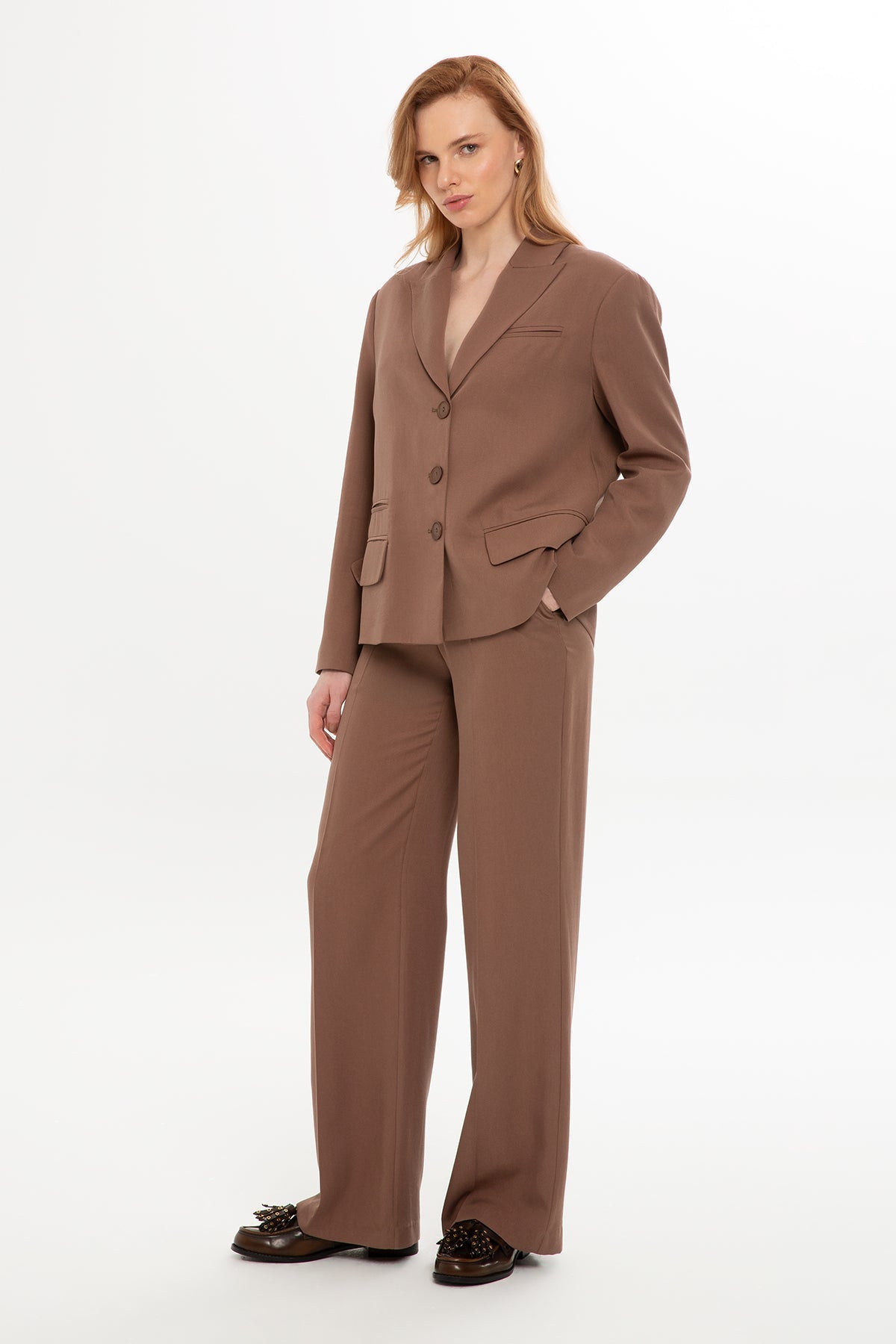 Brown Suit with Button-Back Jacket