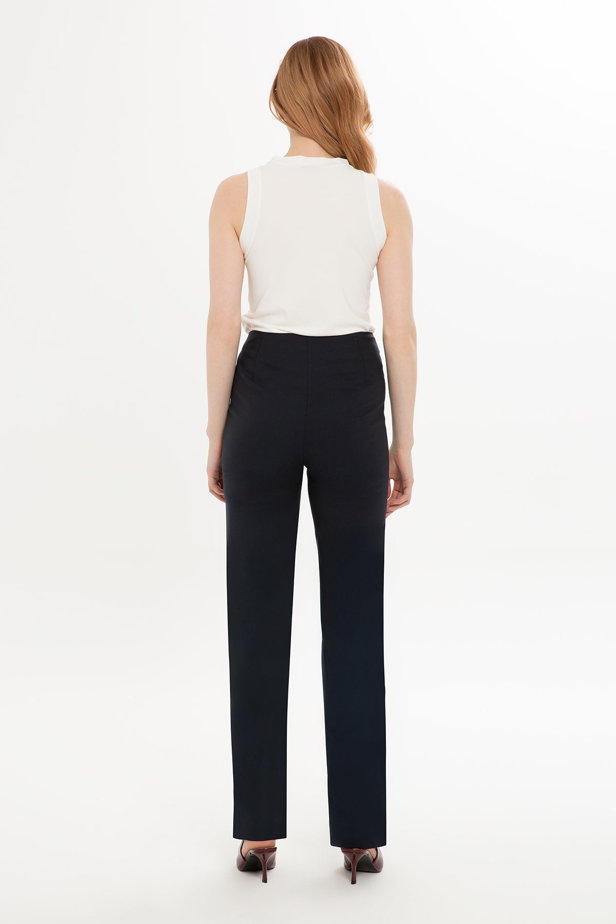 Navy Trousers with Gold Button