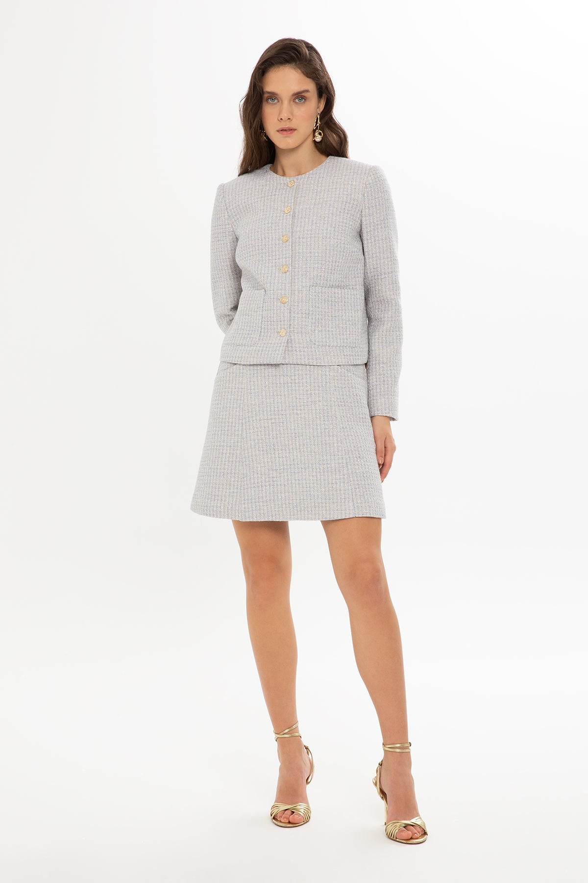 Blue Long-Sleeve Crew-Neck Jacket