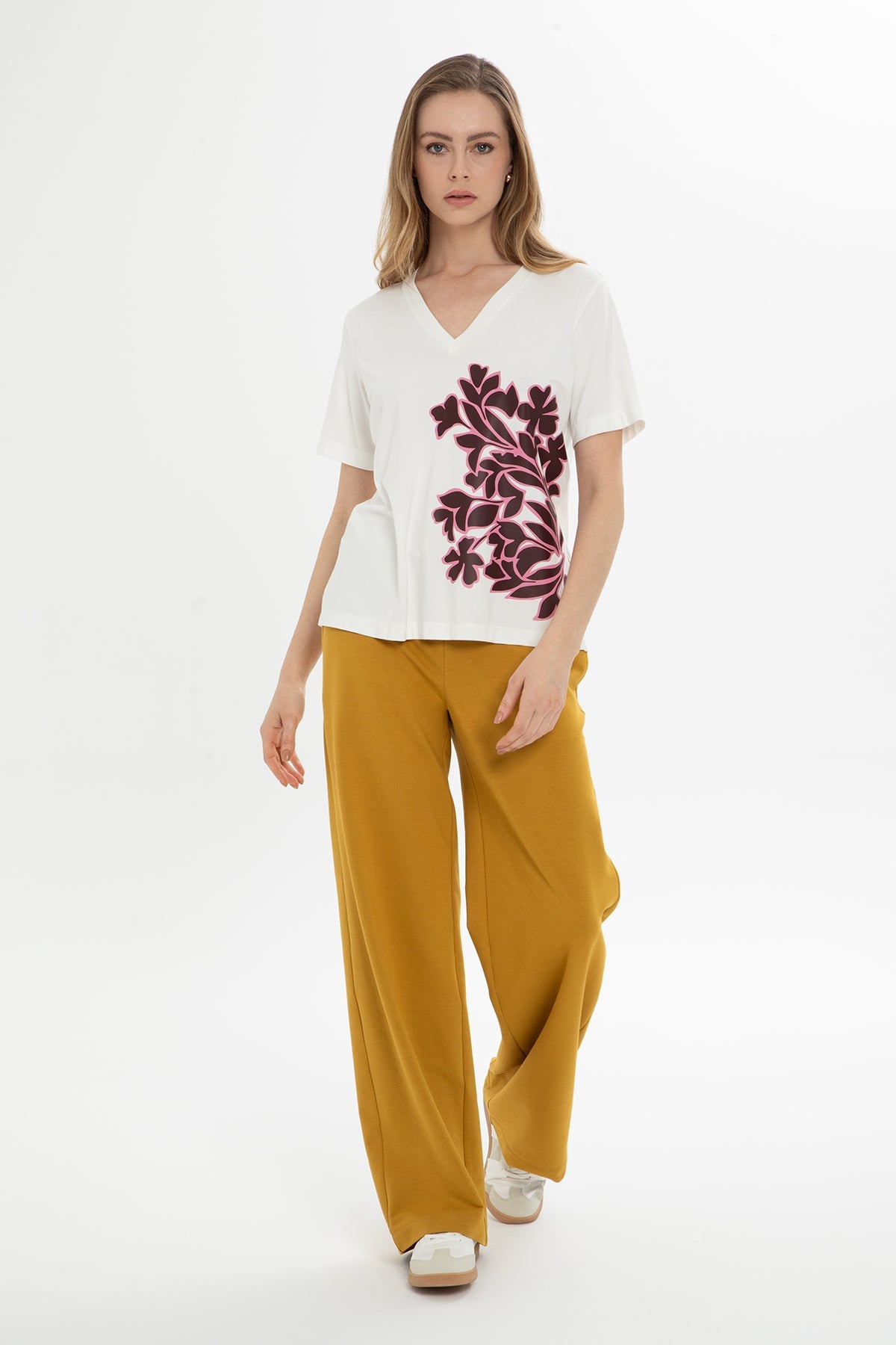 Ecru Floral-Print Blouse