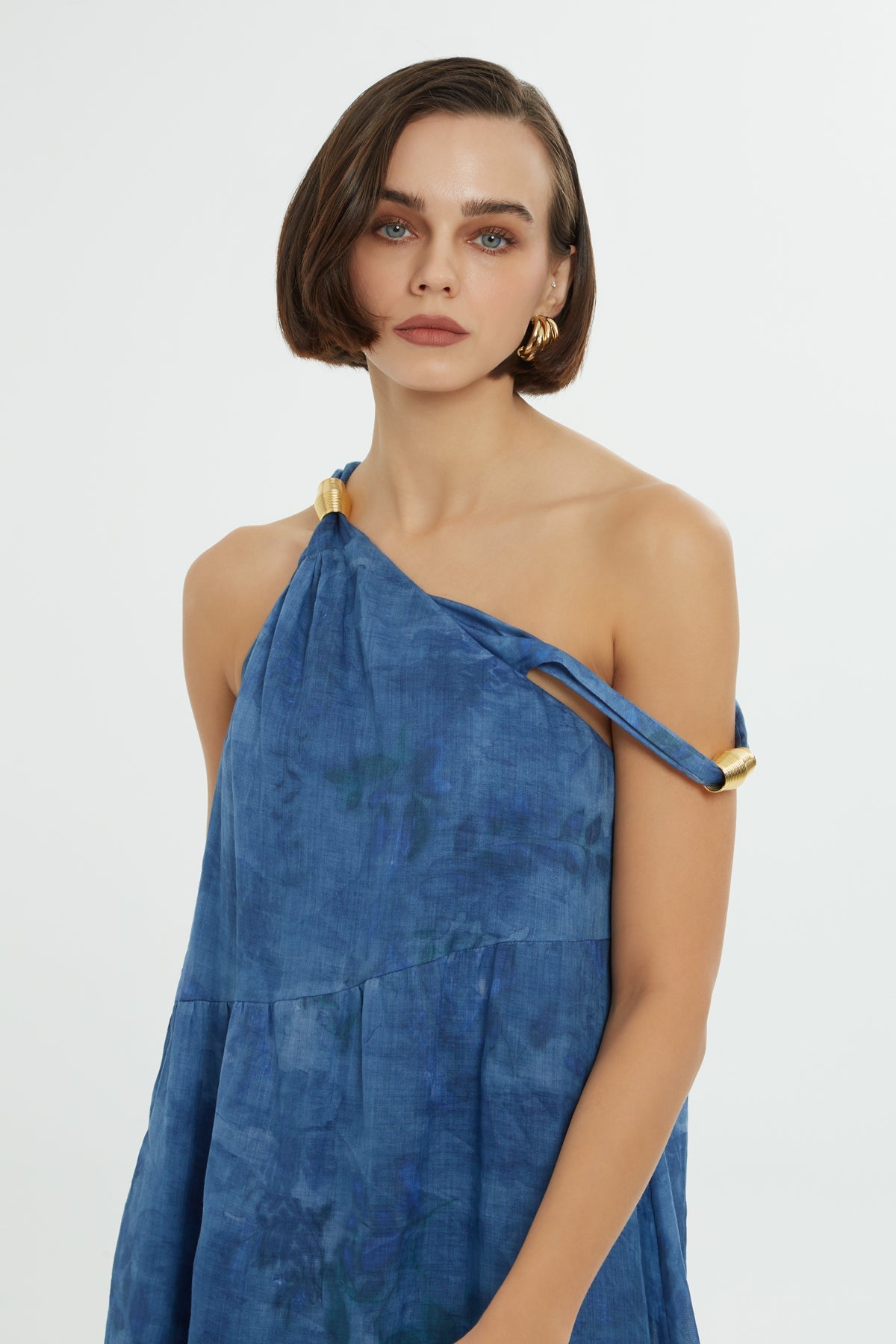 Blue Off-Shoulder Midi Dress