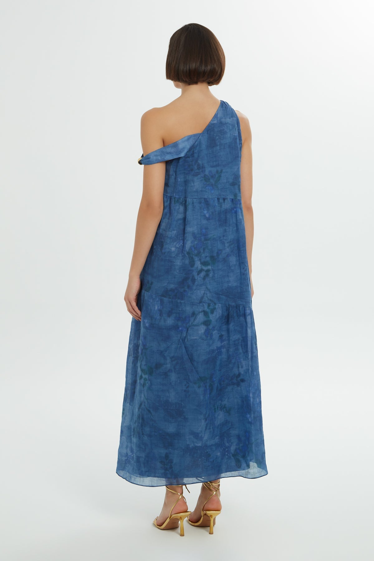 Blue Off-Shoulder Midi Dress