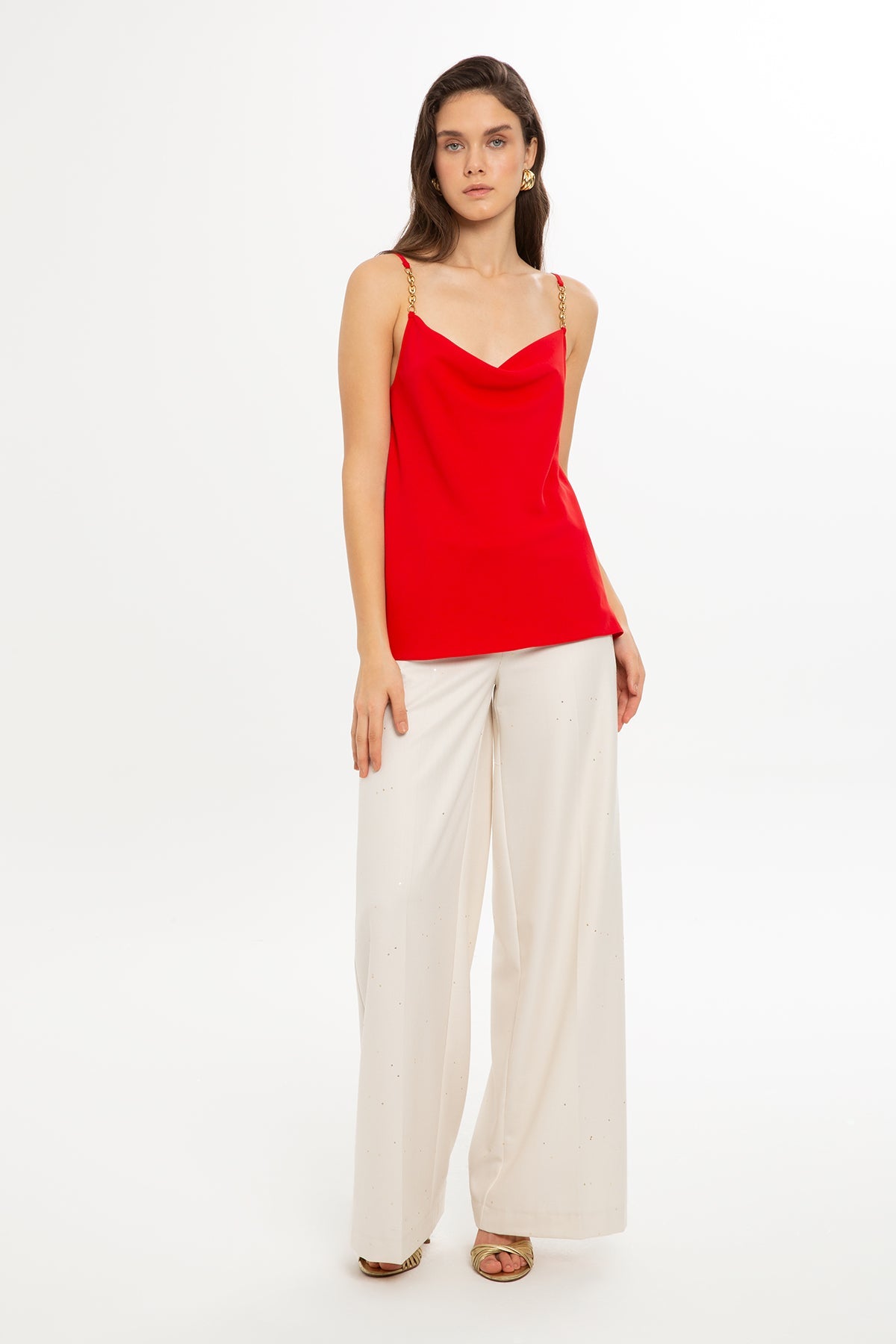 Red Chain Strap Blouse