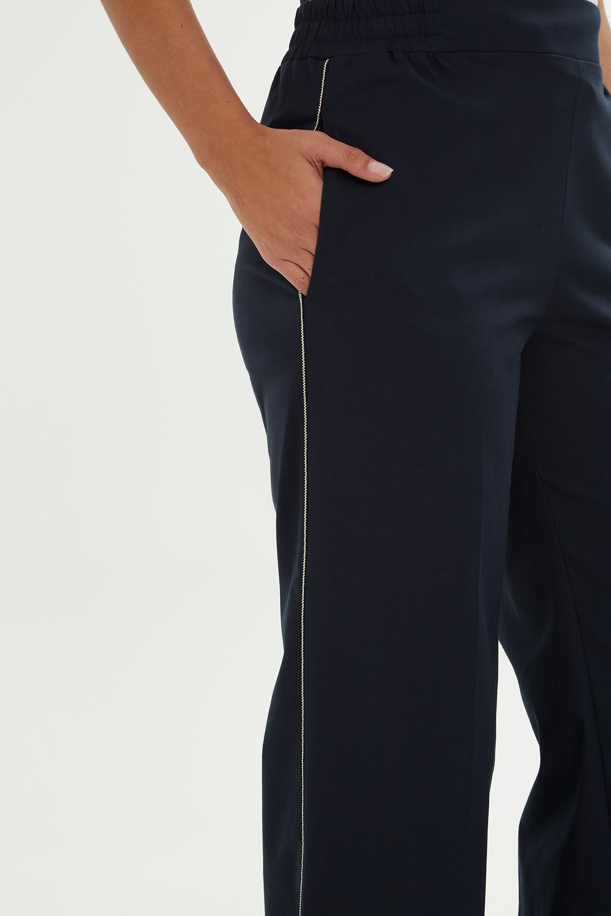 Navy Trousers with Chain Detail