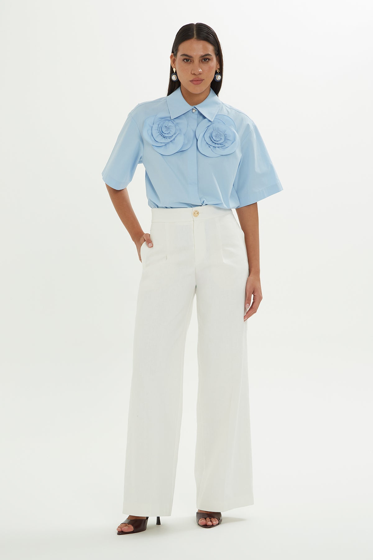 Ecru Loose-Fit Trousers