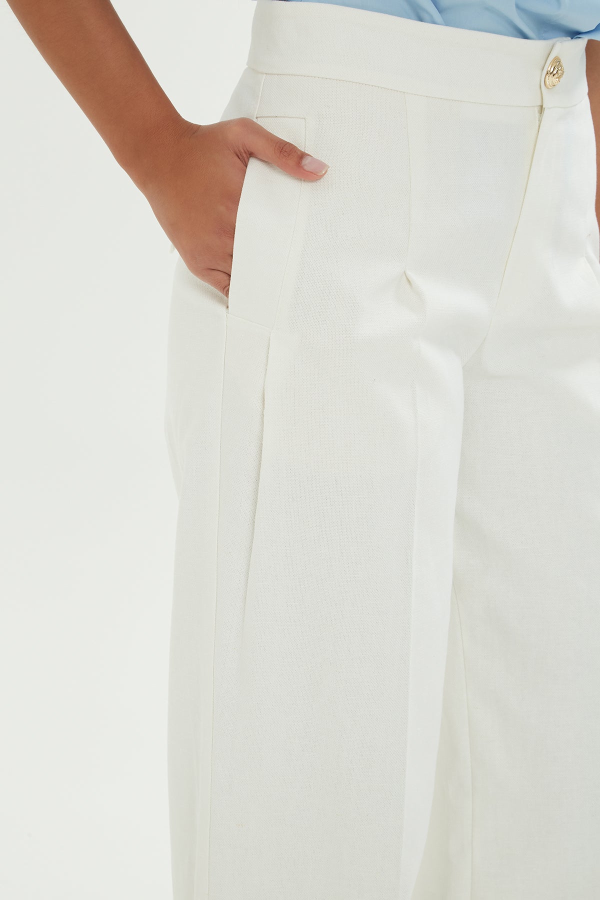 Ecru Loose-Fit Trousers