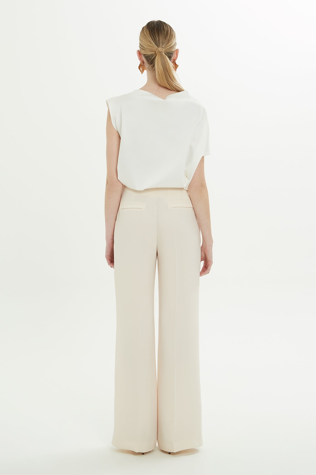 Beige Wide-Leg Pants