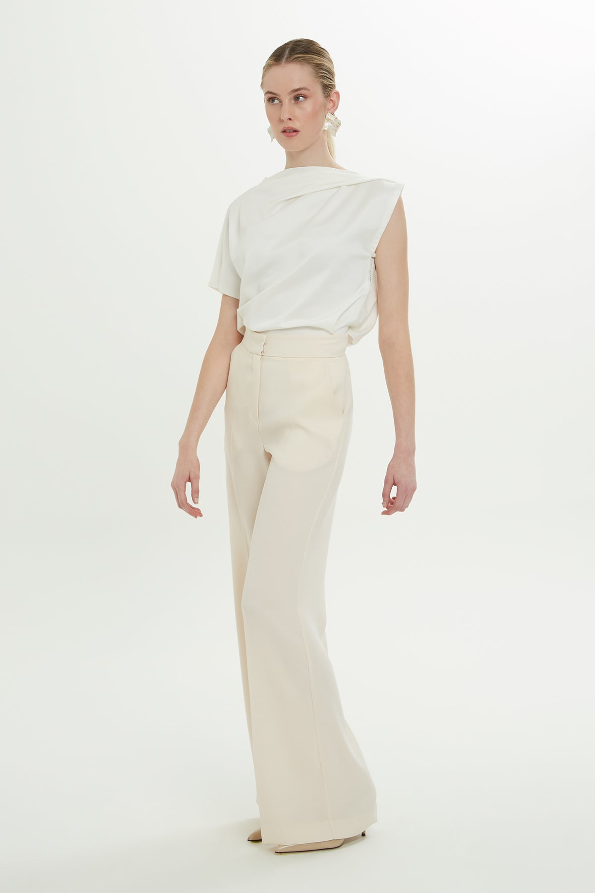 Beige Wide-Leg Pants