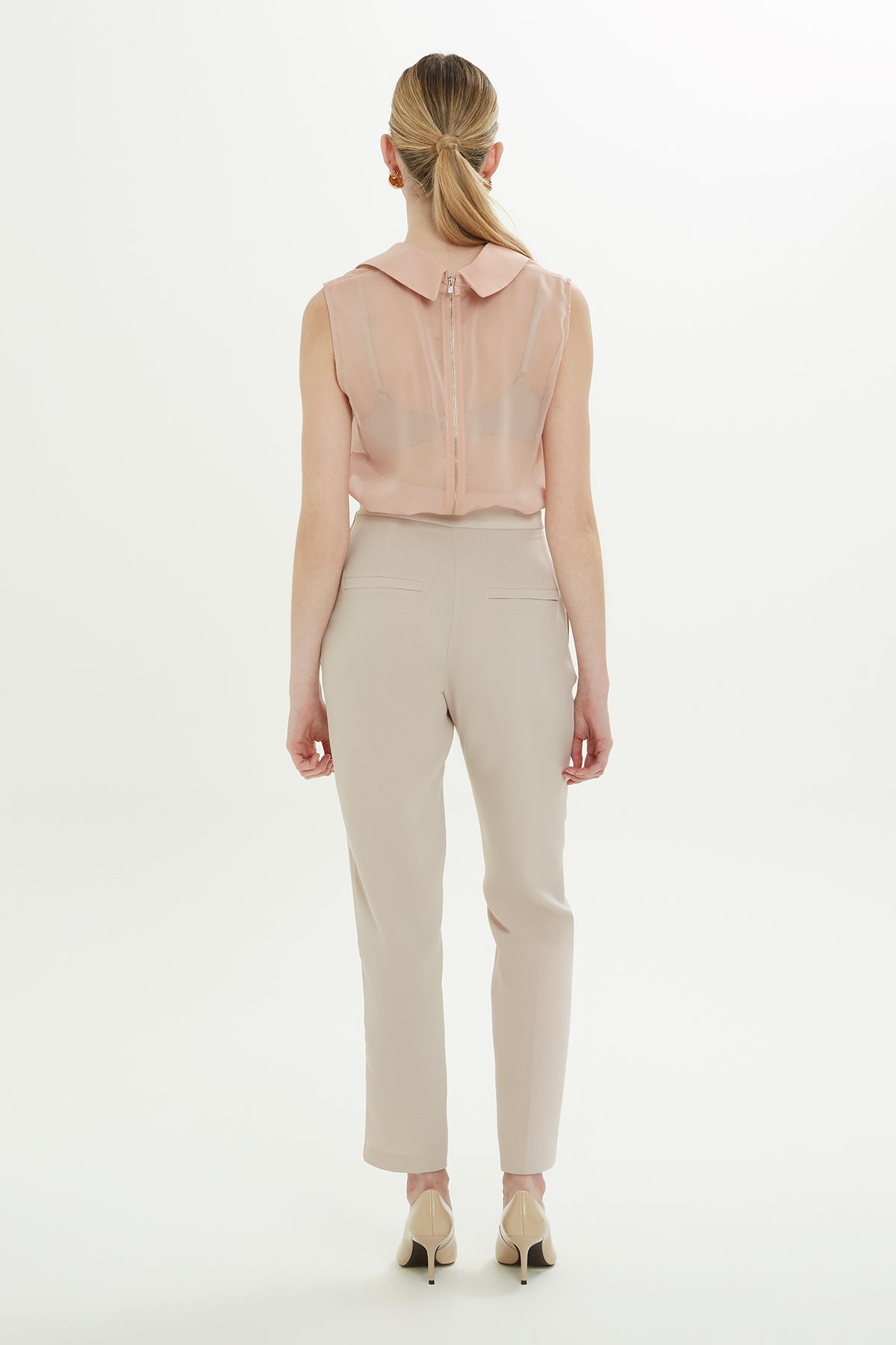 Beige Trousers with Belt Detail