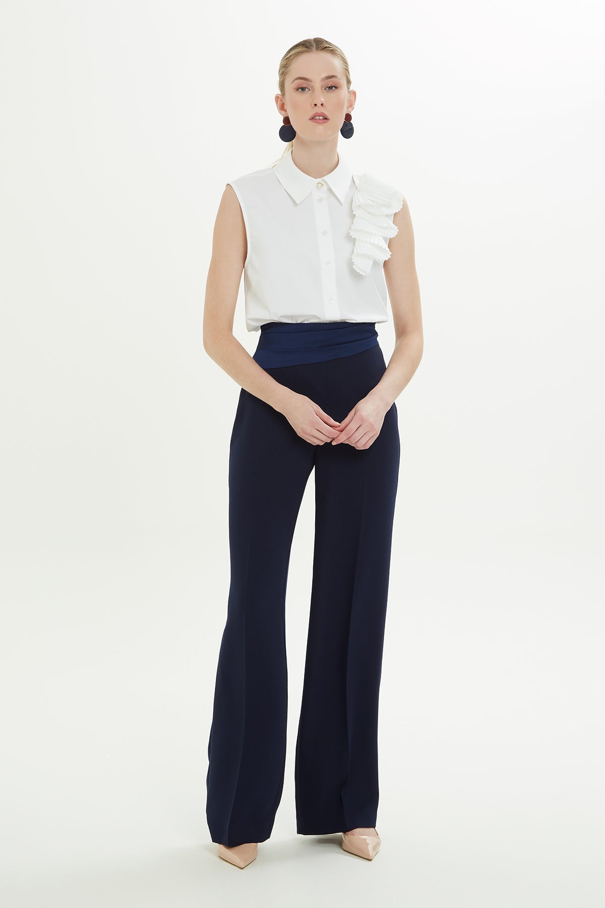 Blue Trousers with Folding Detail