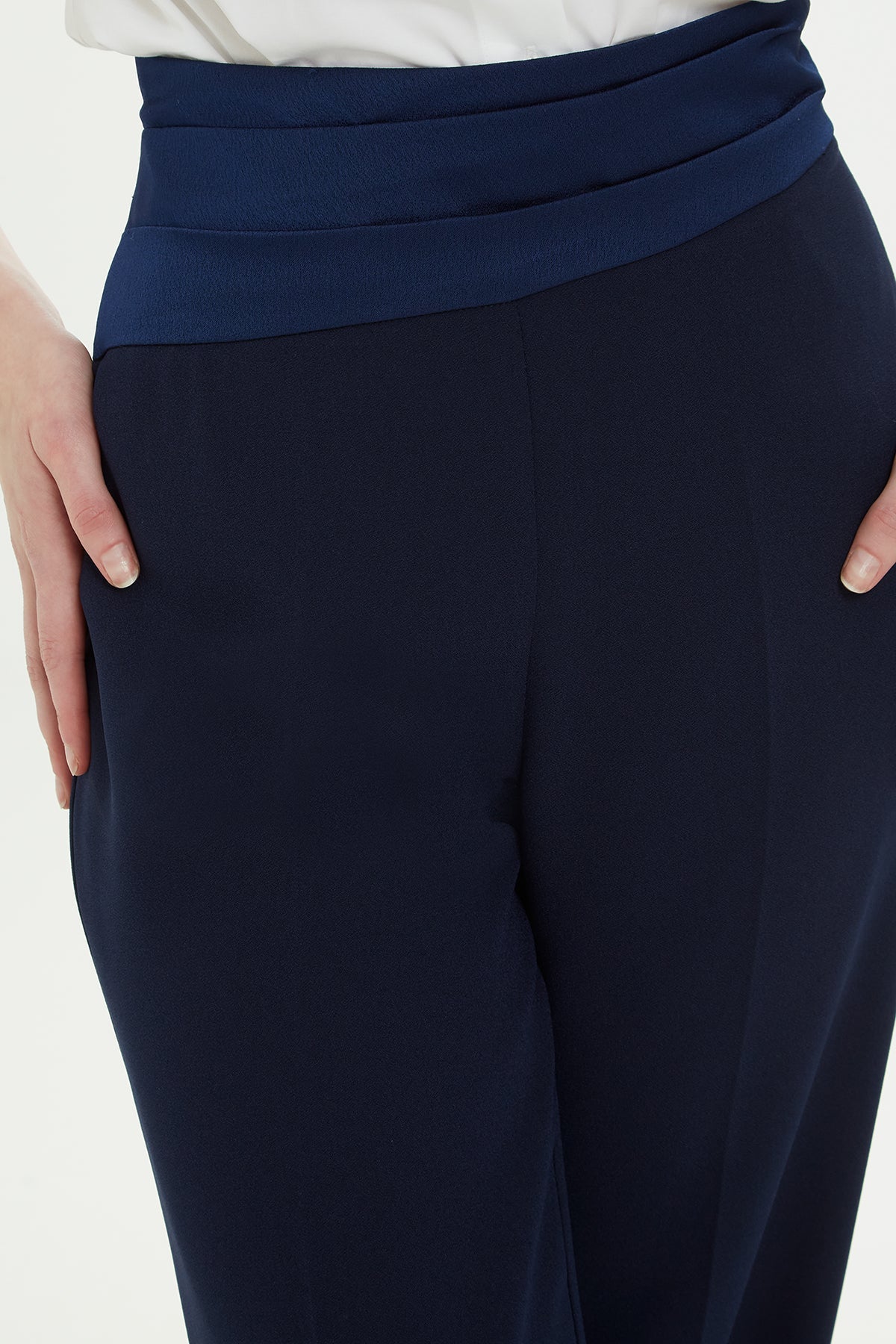 Blue Trousers with Folding Detail