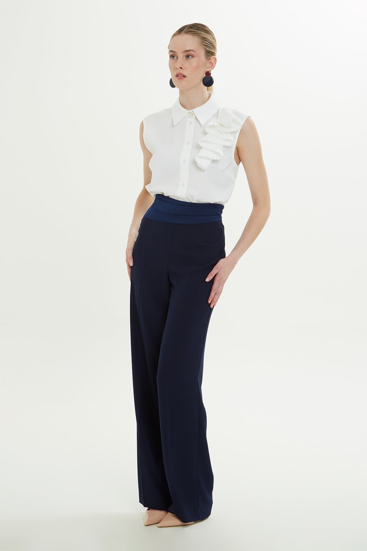 Blue Trousers with Folding Detail