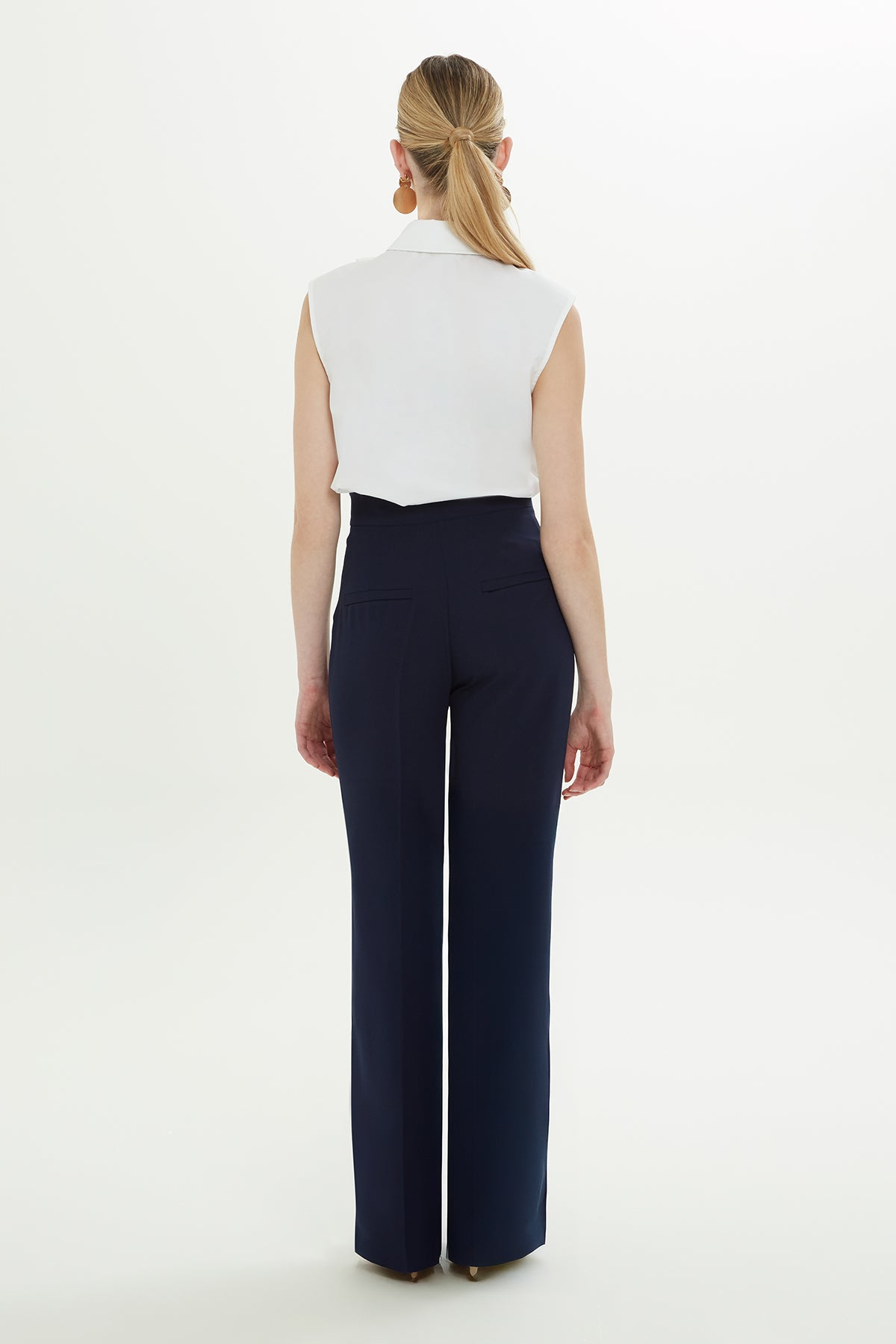 Blue Trousers with Folding Detail